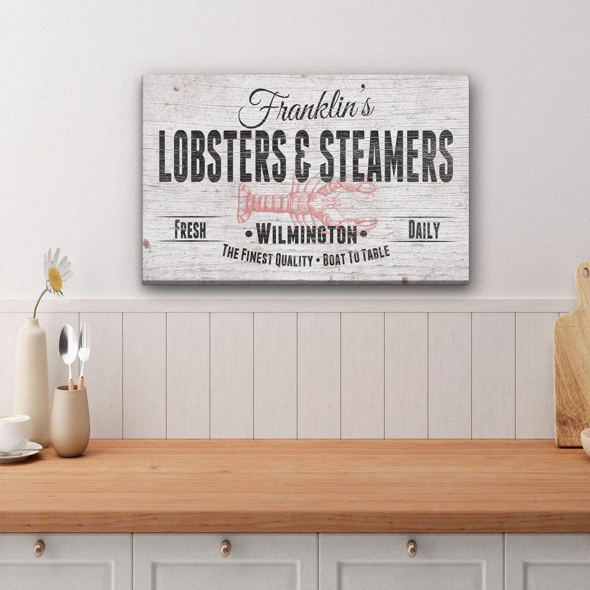 Personalized Lobster & Steamers Restaurant Canvas Sign, photo 9 of 10