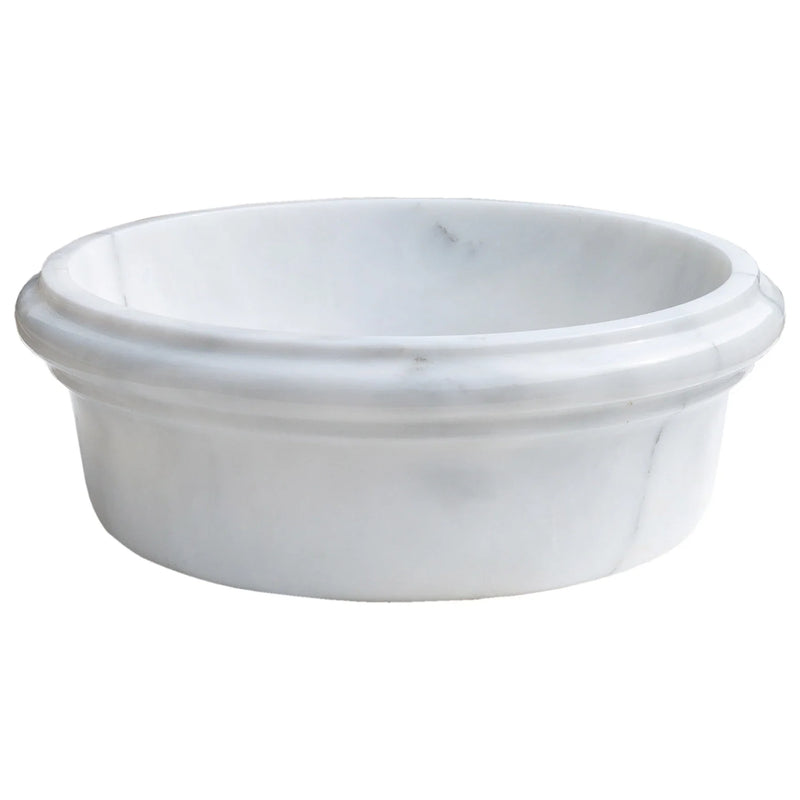 Carrara White Marble Natural Stone Waterfall Drop-in Sink Polished (D)17" (H)6" by GobekDesign