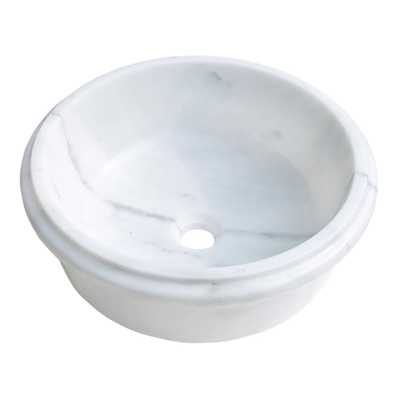 Carrara White Marble Natural Stone Waterfall Drop-in Sink Polished (D)17" (H)6" by GobekDesign