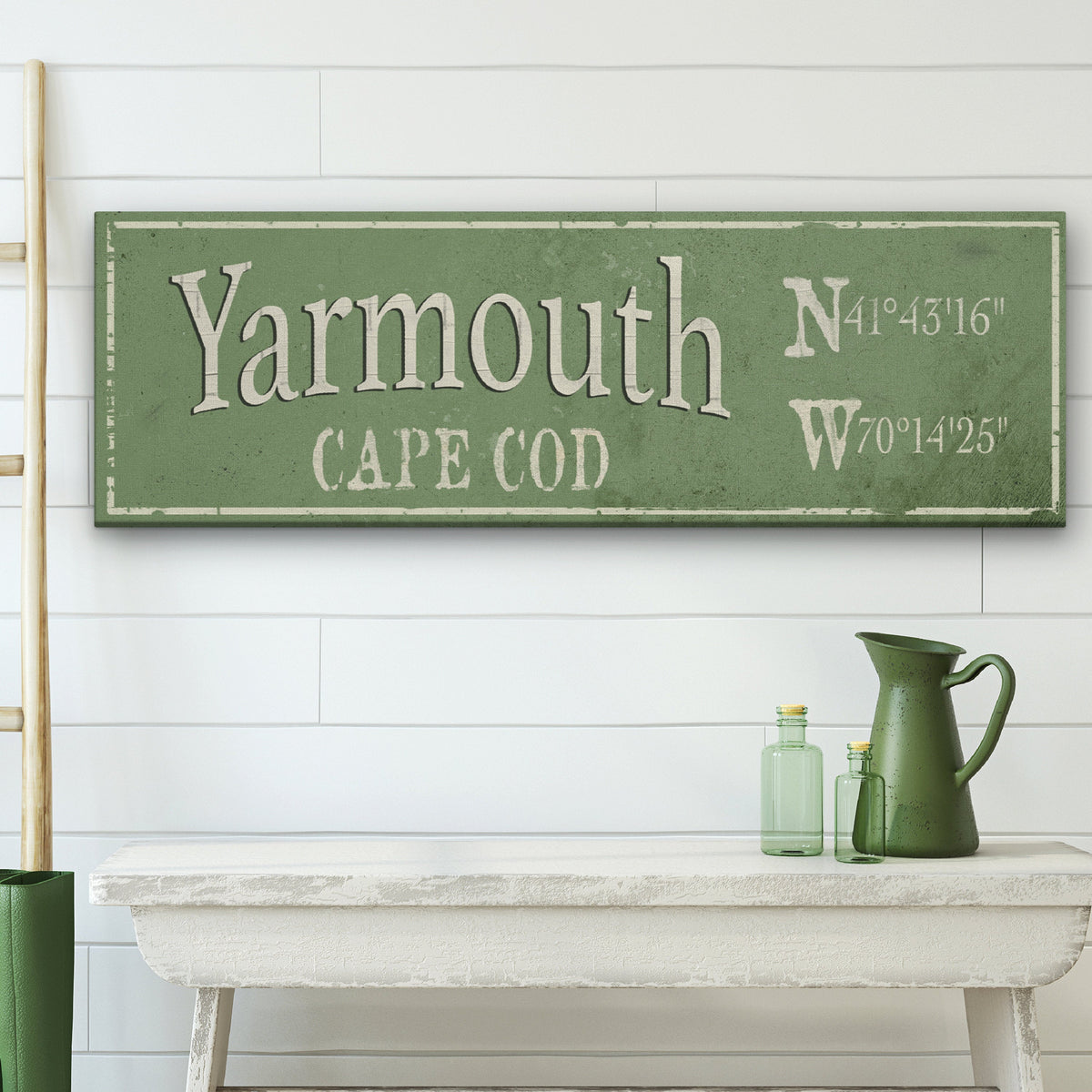 Personalized Rustic City Town Canvas Sign with Latitude Longitude Coordinates, photo 5 of 10