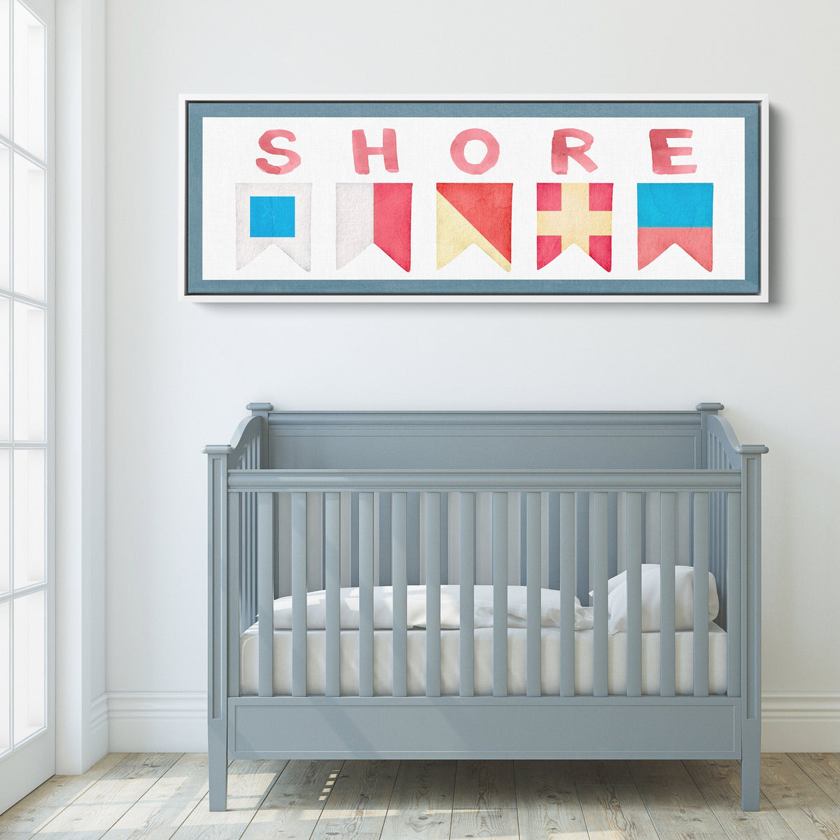 Framed Shore House Sign - Nautical Flag Canvas Coastal Wall Decor, photo 6 of 8
