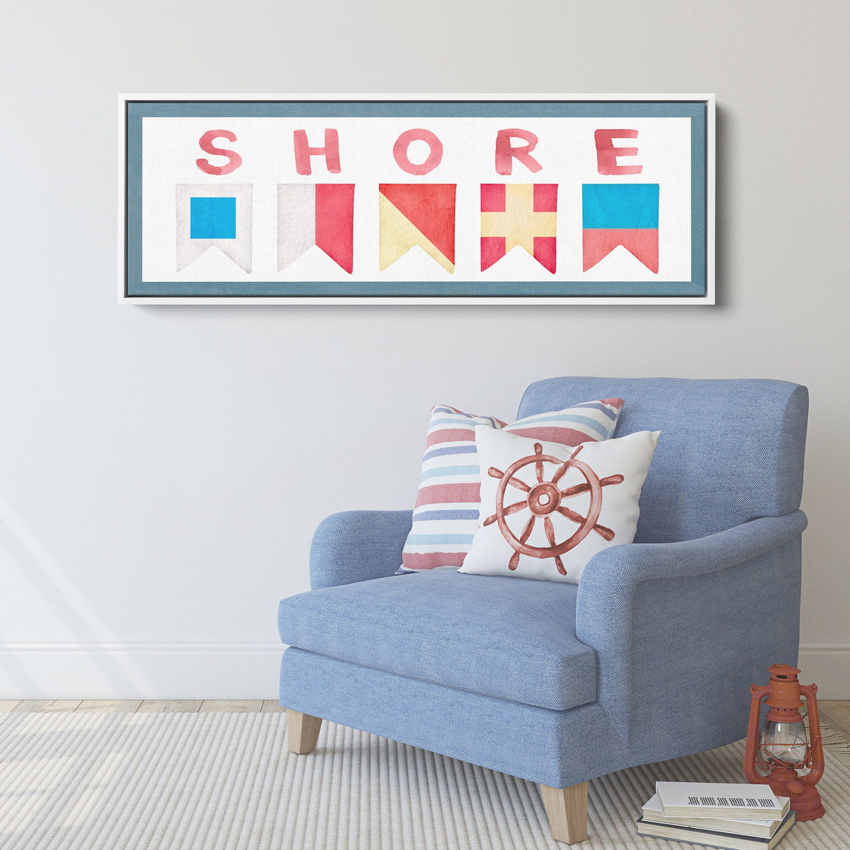 Framed Shore House Sign - Nautical Flag Canvas Coastal Wall Decor, photo 3 of 8