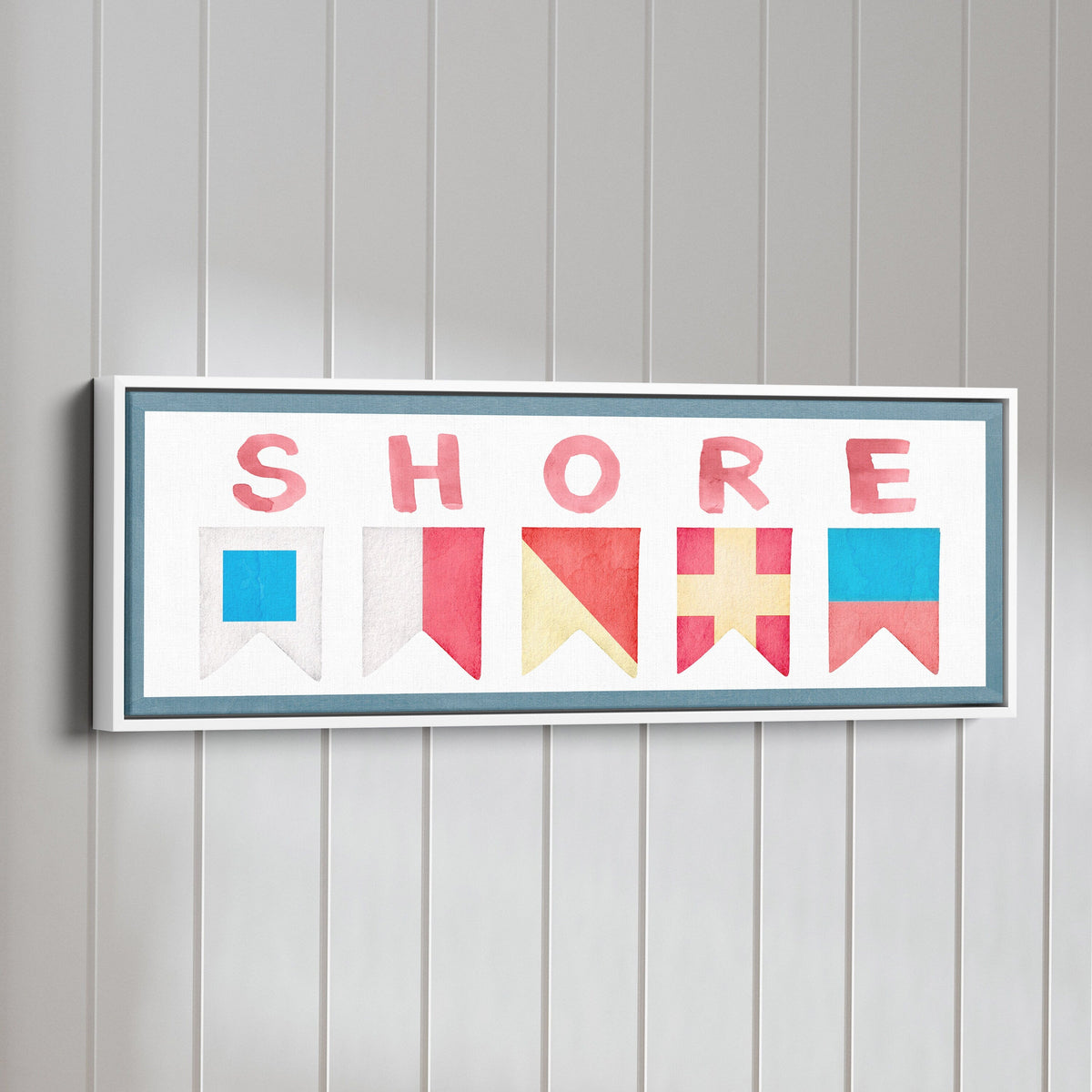Framed Shore House Sign - Nautical Flag Canvas Coastal Wall Decor, photo 2 of 8