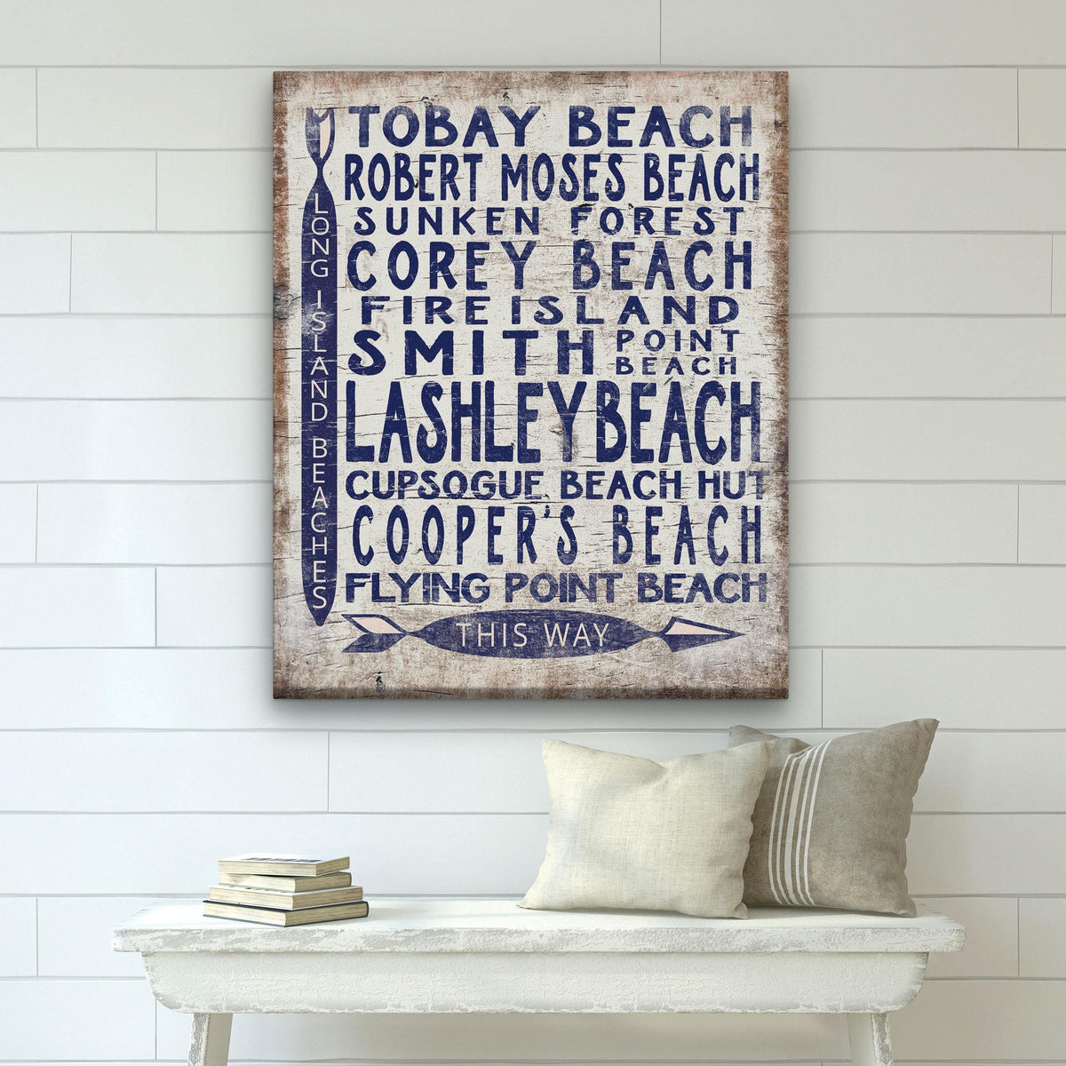 Long Island Beaches Sign Wood - Look Shore Arrow Sign, photo 4 of 6