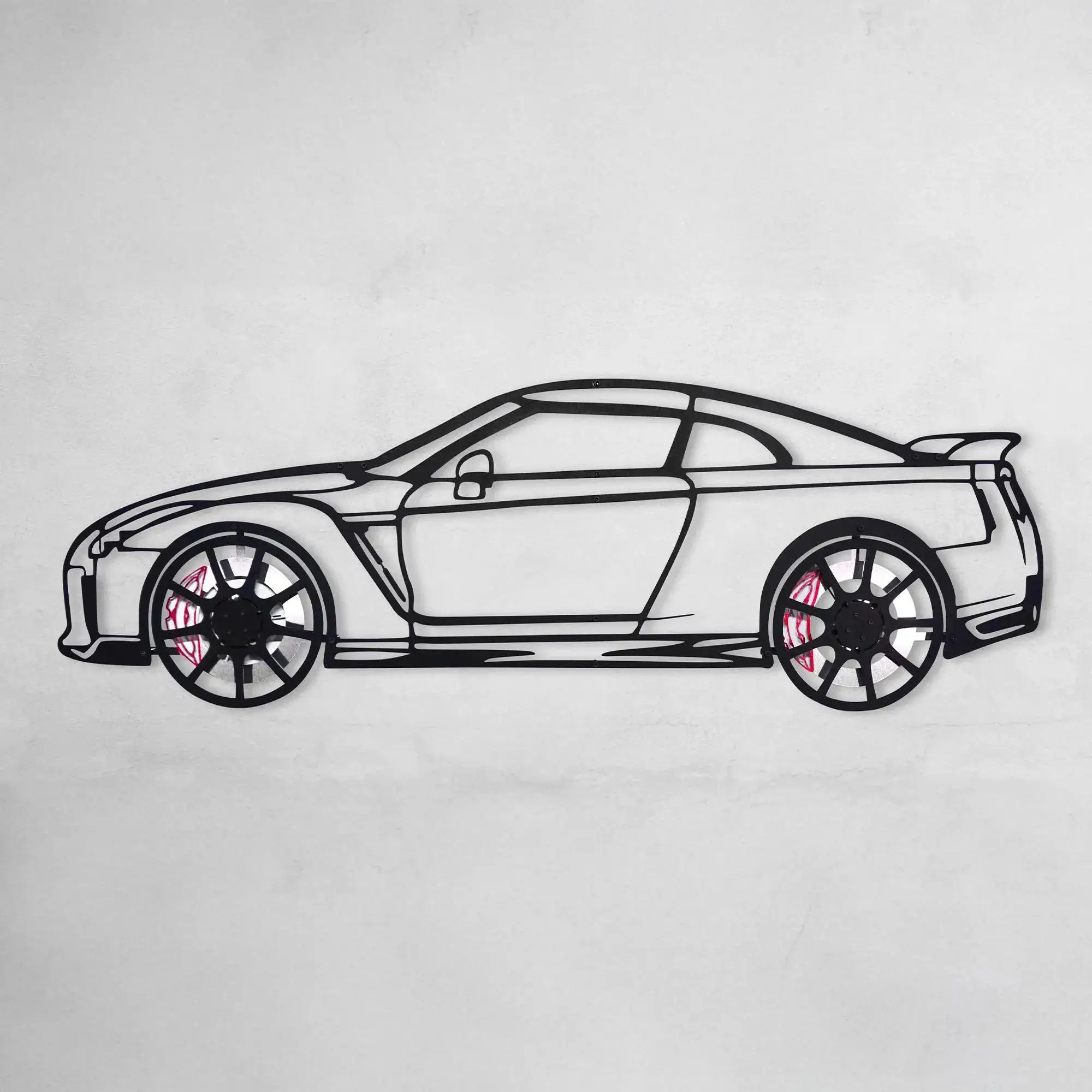 Custom Car Metal Wall Art with Spinning Wheels, Personalized Car Design, Custom Auto Gift for Men, Garage Decor, Your Car Line Art-KAFMEKA048 by Enova Art
