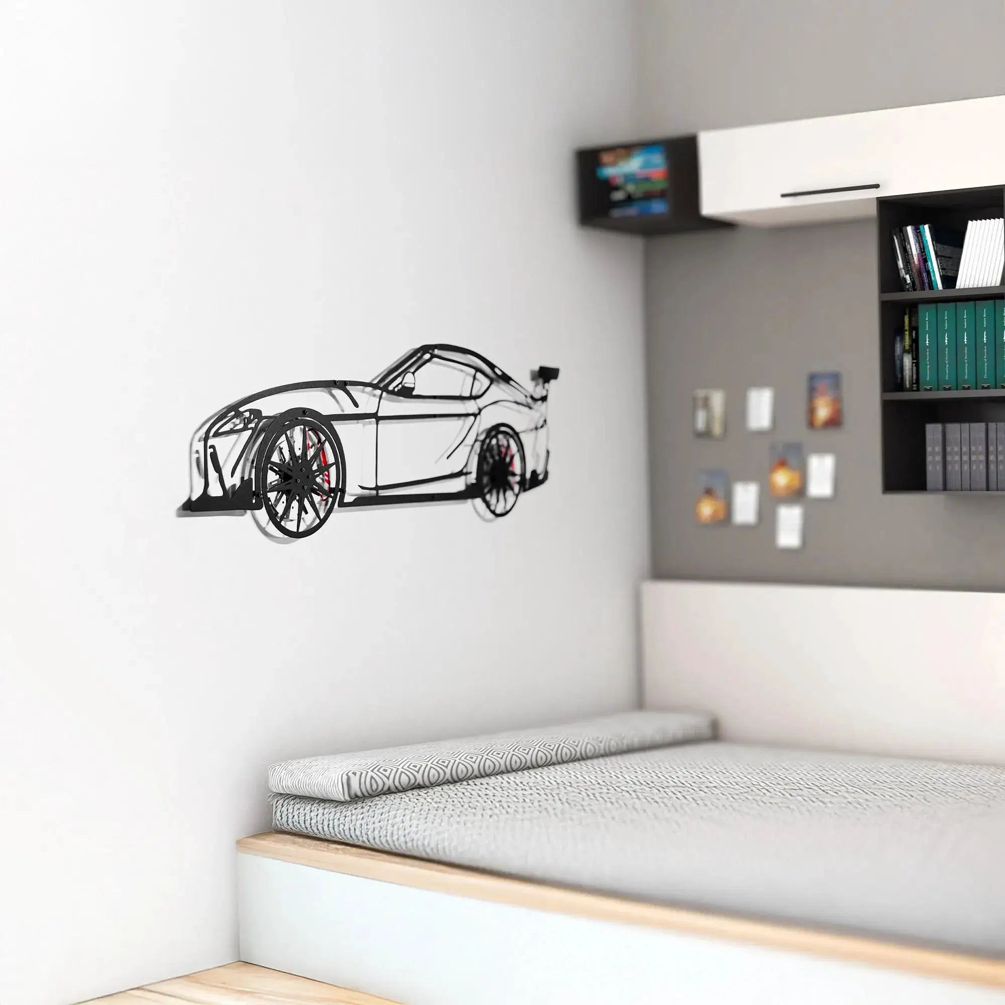 Custom Car Metal Wall Art with Spinning Wheels, Personalized Car Design, Custom Auto Gift for Men, Garage Decor, Your Car Line Art-KAFMEKA048 by Enova Art