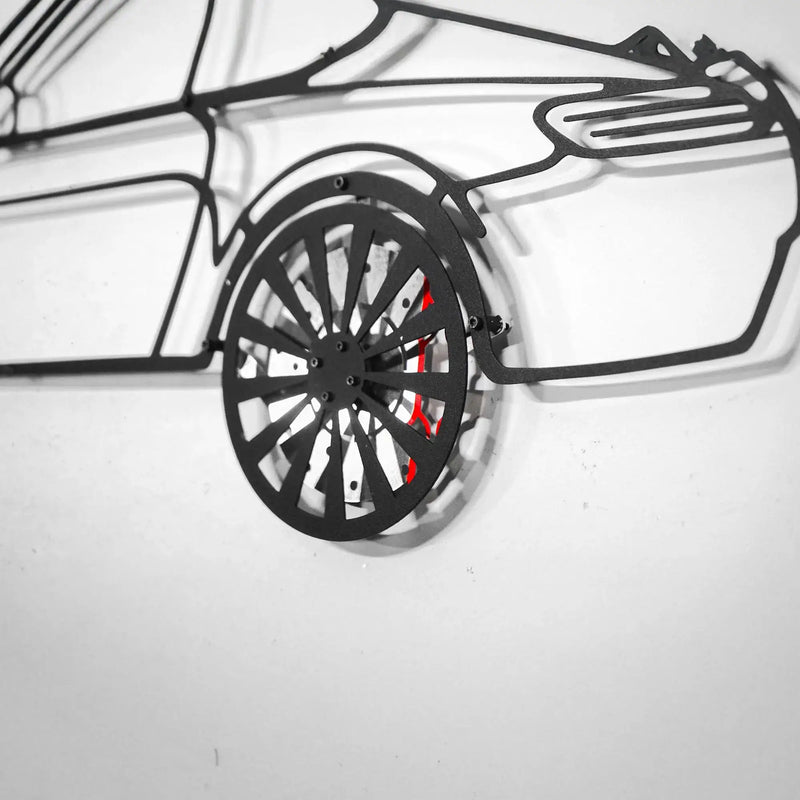 Custom Car Metal Wall Art with Spinning Wheels, Personalized Car Design, Custom Auto Gift for Men, Garage Decor, Your Car Line Art-KAFMEKA048 by Enova Art