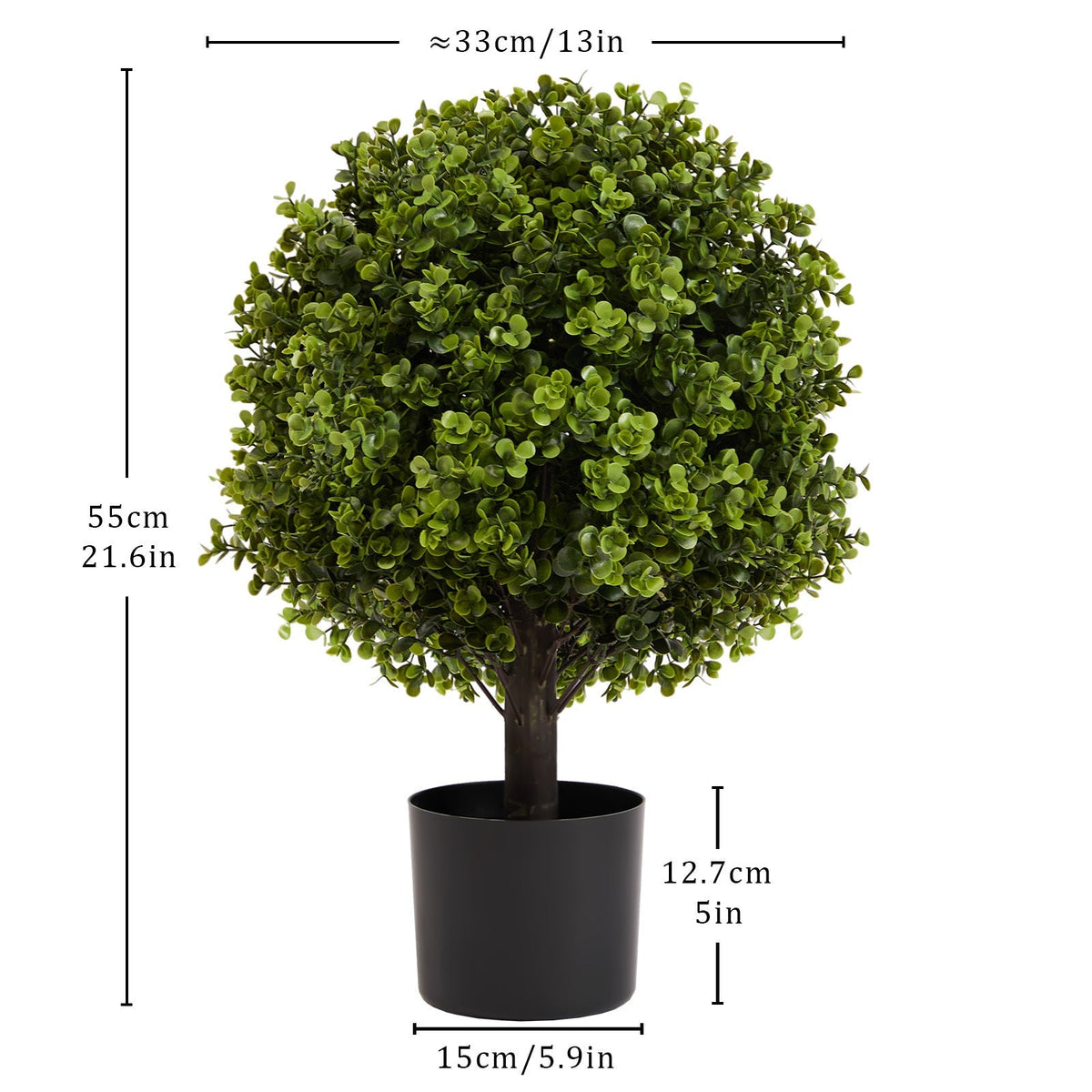 22in Boxwood Ball Shaped Artificial Topiary Shrubs Tree in Pot - Set of 2, photo 2 of 10