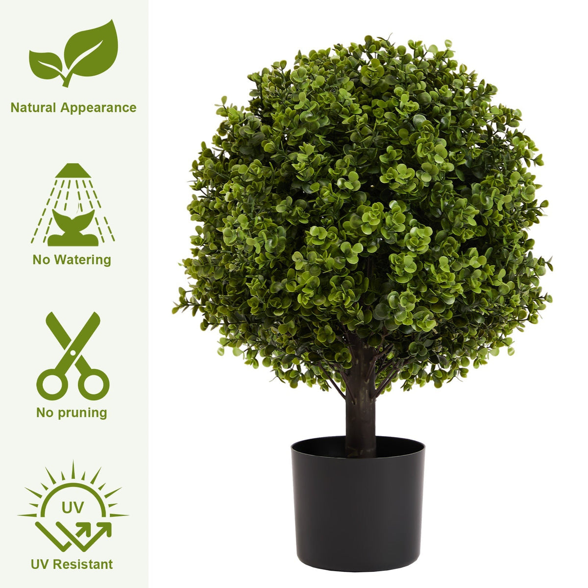 22in Boxwood Ball Shaped Artificial Topiary Shrubs Tree in Pot - Set of 2, photo 3 of 10