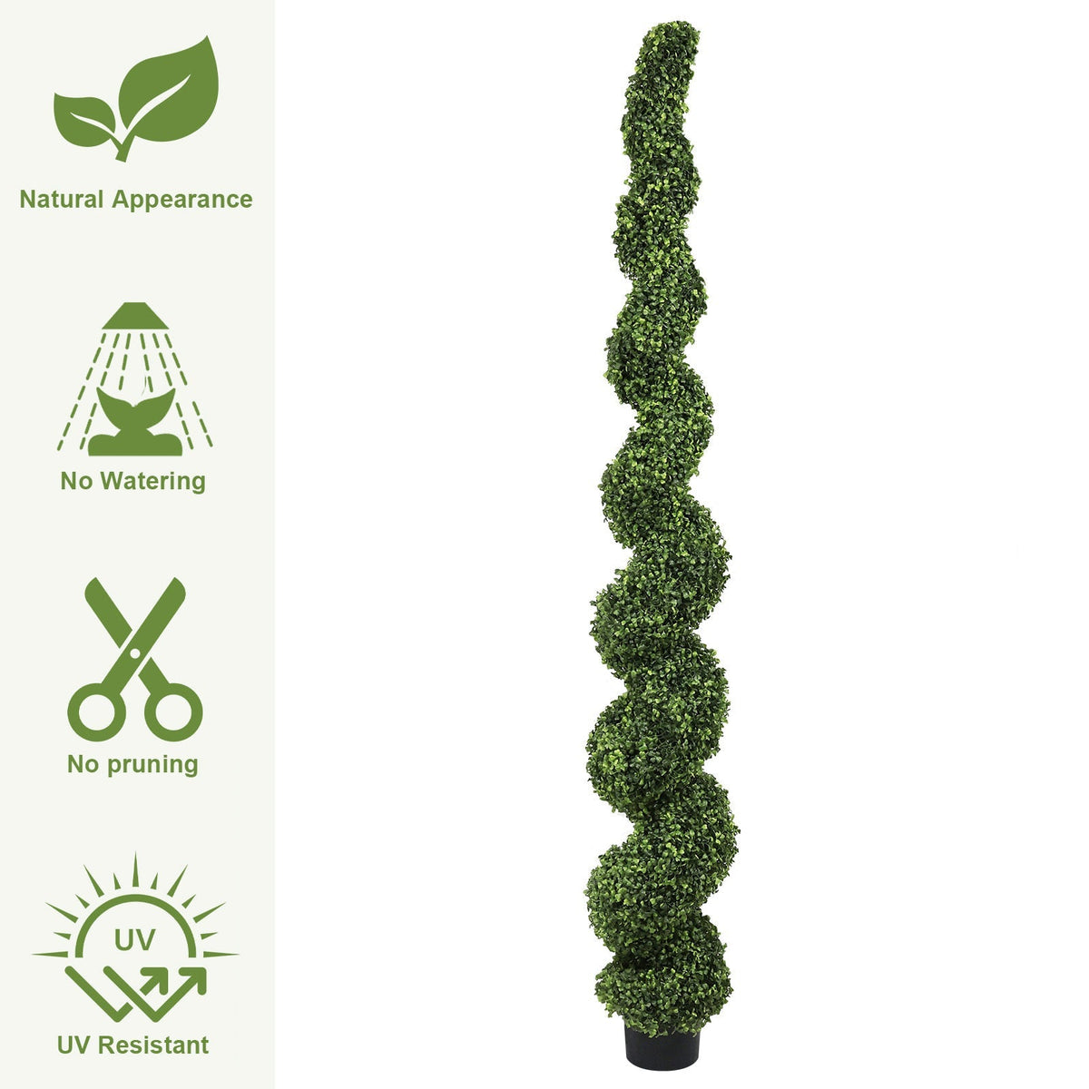 7FT Spiral Topiary Trees with Realistic Faux Boxwood - Green, photo 4 of 12