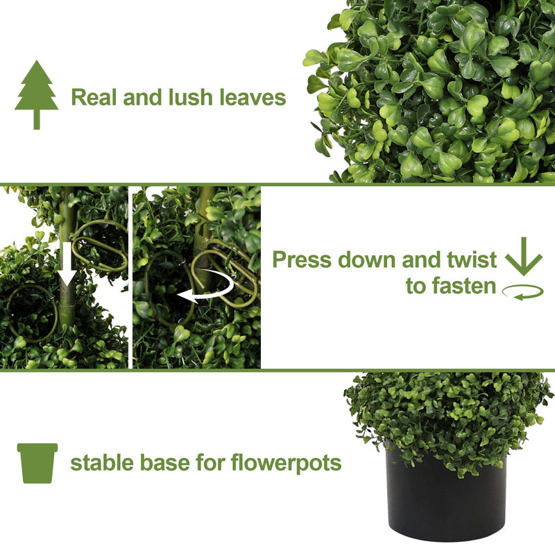 7FT Spiral Topiary Trees with Realistic Faux Boxwood - Green, photo 5 of 12