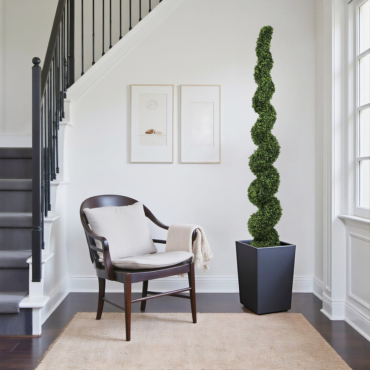 7FT Spiral Topiary Trees with Realistic Faux Boxwood - Green, photo 8 of 12