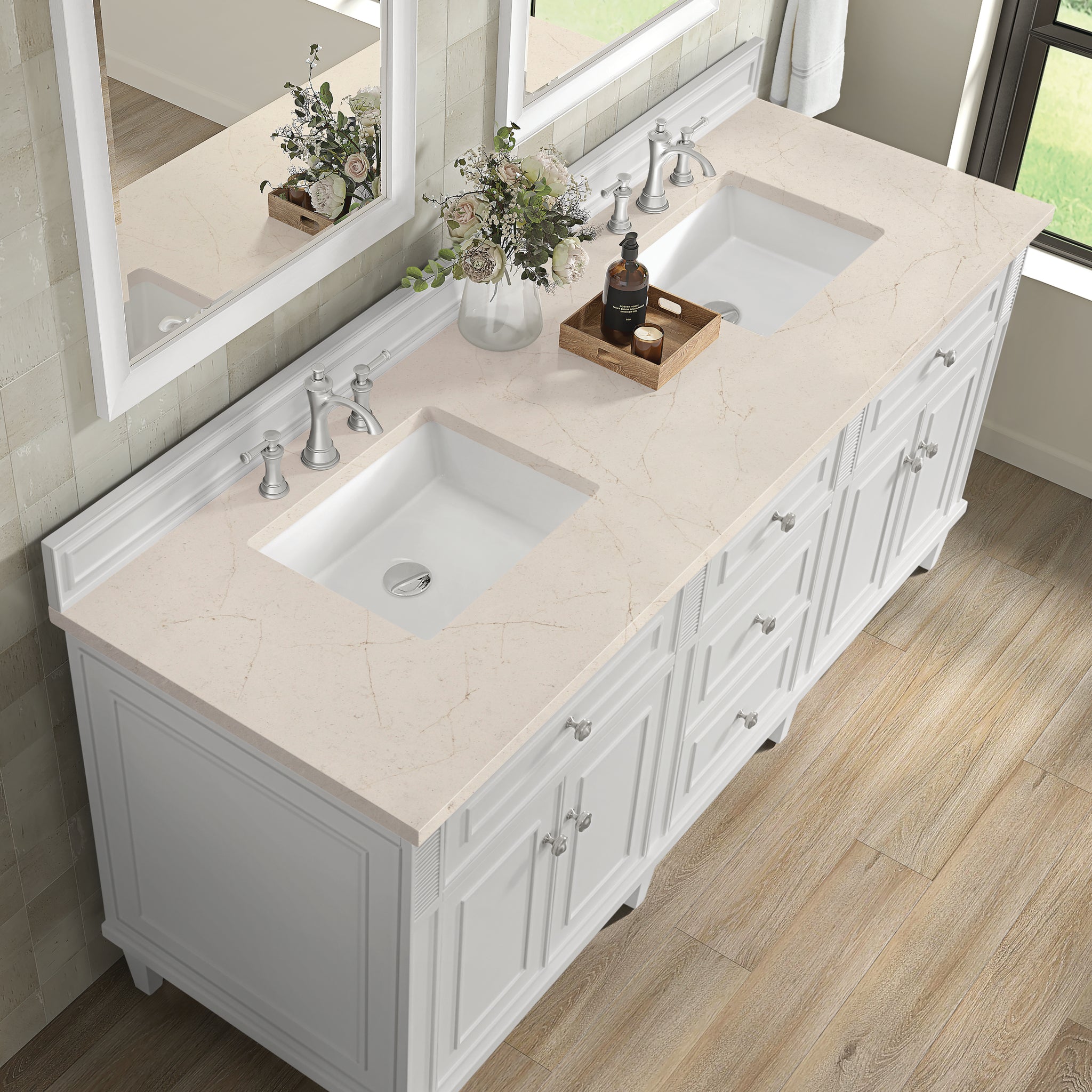 James Martin Lorelai 72" Double Bathroom Vanity, Bright White by James Martin
