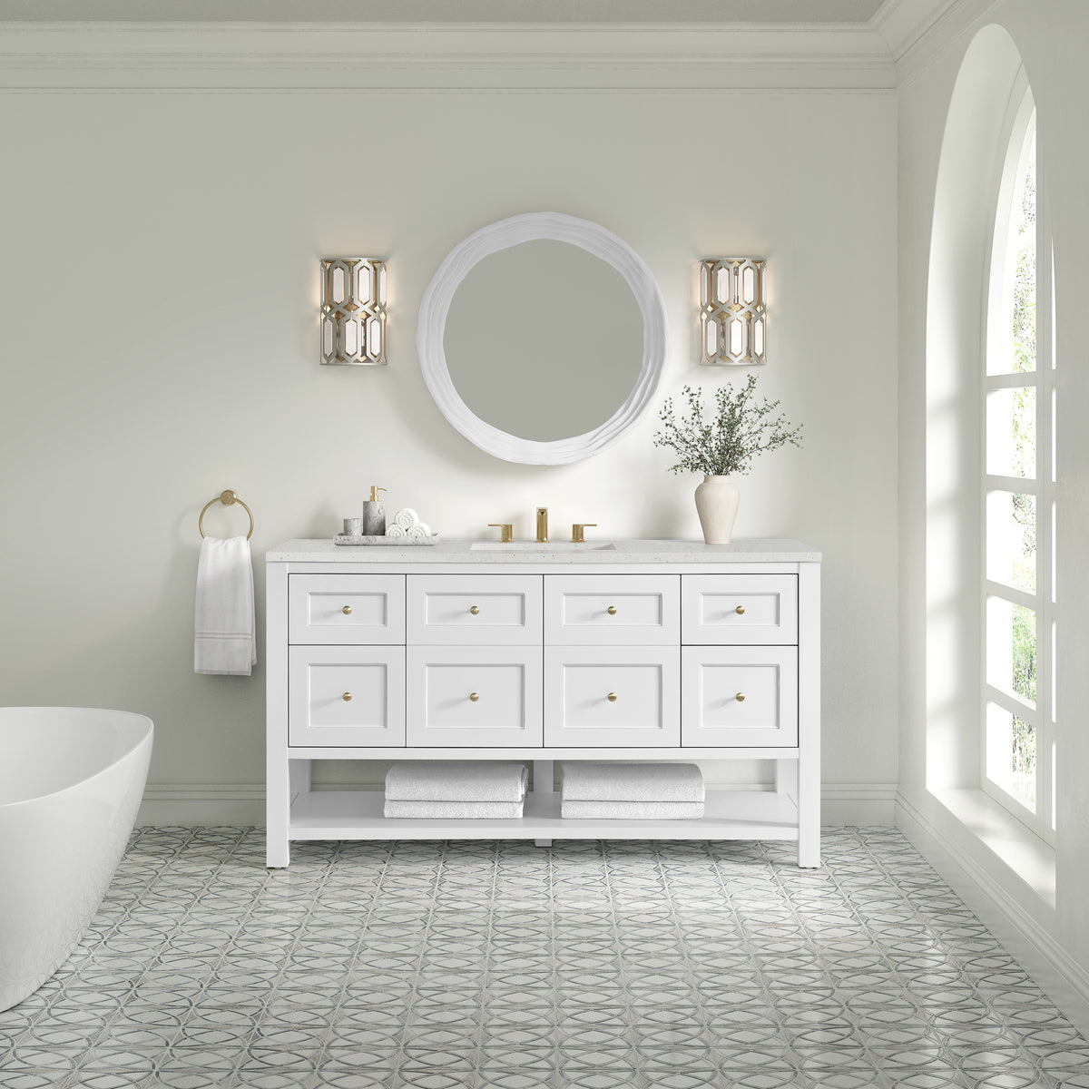 James Martin Breckenridge 60" Single Bathroom Vanity, Bright White, view 28
