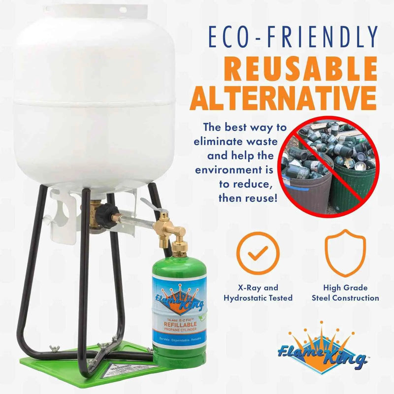 Flame King YSN1LBKTa Eco Friendly 1lb Refillable Reusable Propane Cylinder + Refill Kit by Flame King Products
