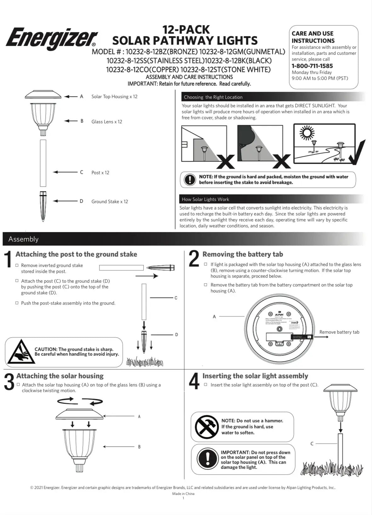 Energizer 12 Pack Solar Pathway Light Set 15-Lumen by Outdoor Solar Outlet