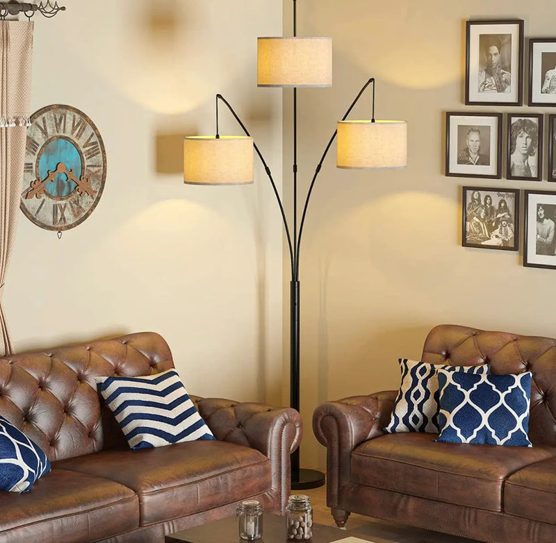 Modern Arc Floor Lamp w/ Marble Base -- 3 Lights Hanging Over The Couch from Behind - Multi Head Arching Tree Lamp -Oil Rubbed Bronze by Outdoor Solar Outlet