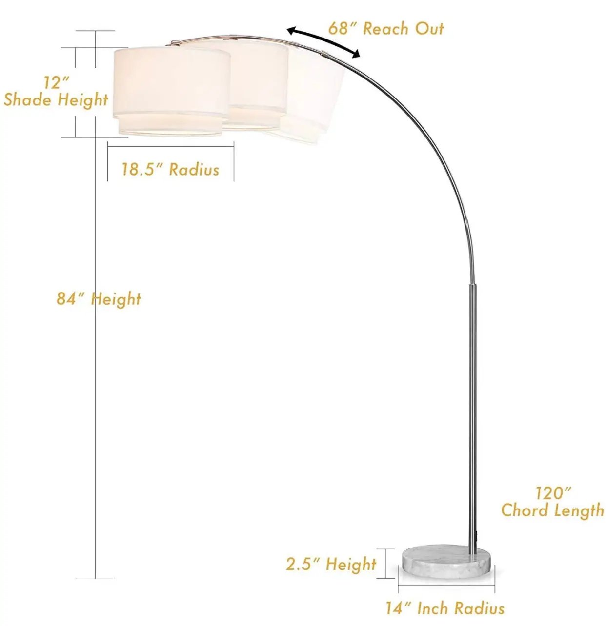 Arc Floor Lamp with Unique Hanging Drum - Arching Over The Couch by Outdoor Solar Outlet