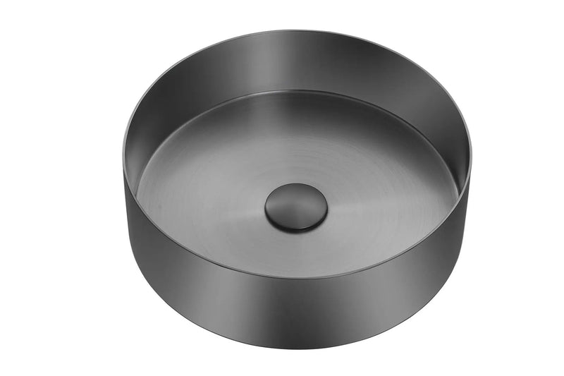 Zeek 14” Gunmetal Black Round Vessel Bathroom Sink Stainless Steel PVD Nano Tech Coating ZN-B144 by ZEEK