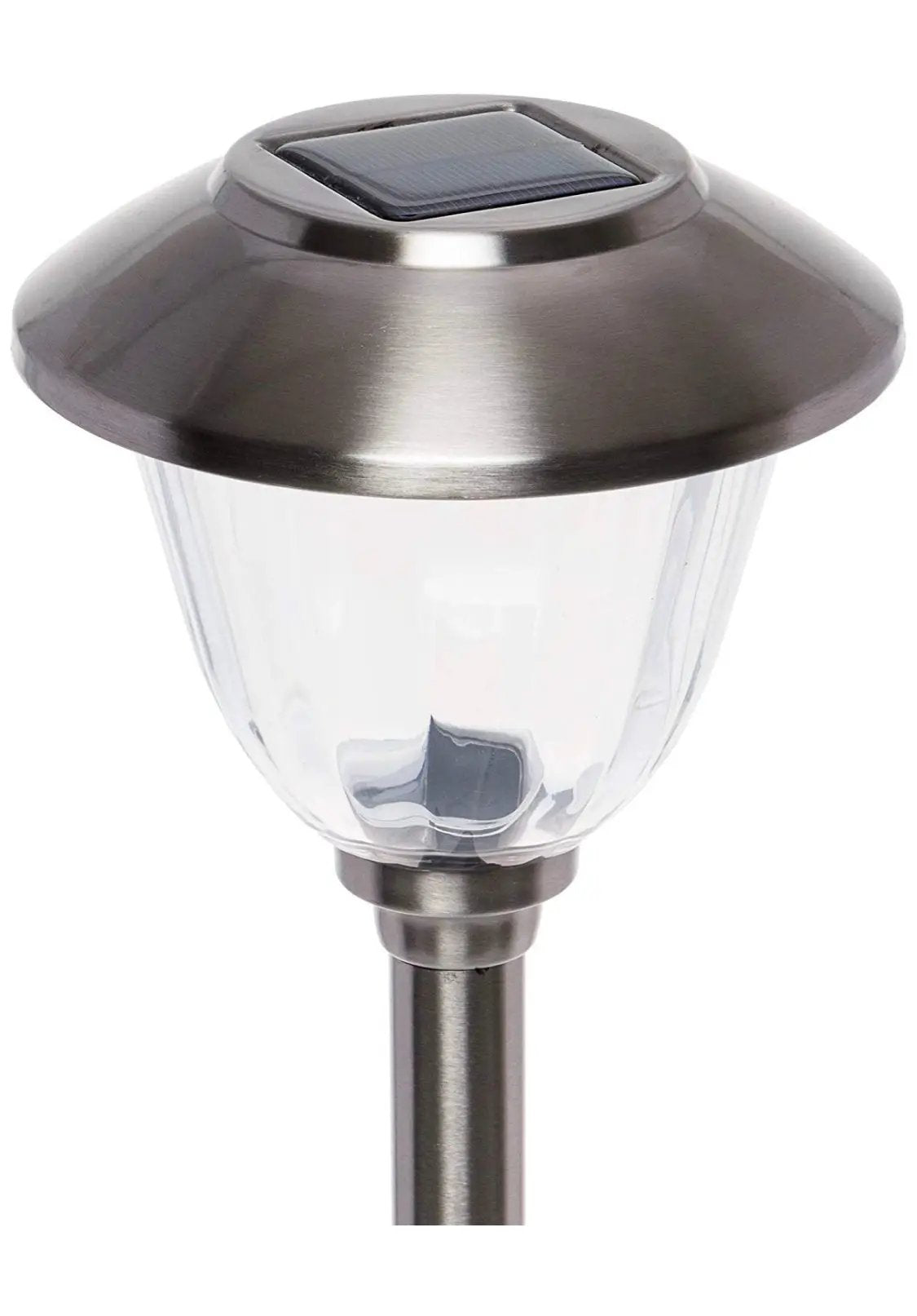 Energizer 8 Pack Solar Pathway LED Lights Outdoor- Glass and Stainless Steel 15 LM ( Silver ) by Outdoor Solar Outlet