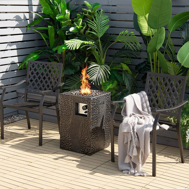 16 Feet Square Outdoor Propane Fire Pit with Lava Rocks Waterproof Cover 30000 BTU by DirectDeals