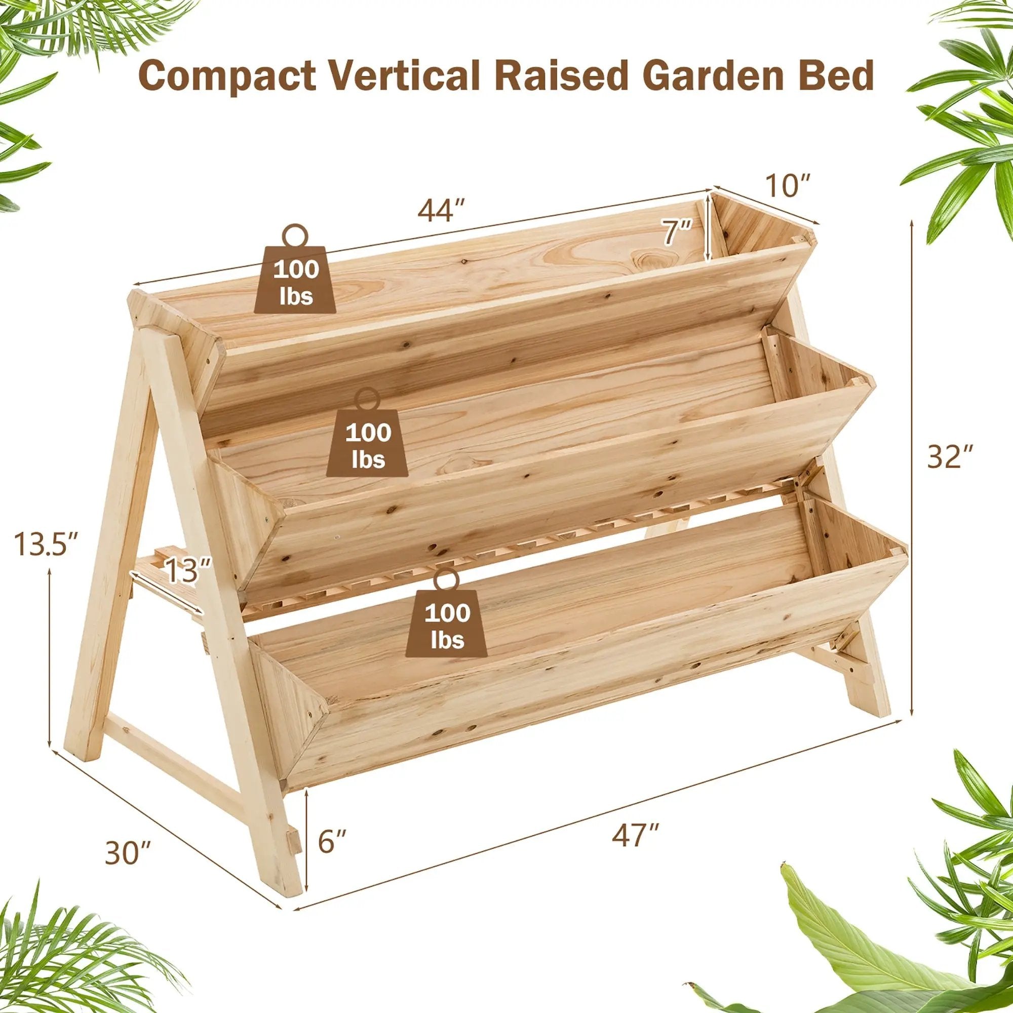 3 Tier Wooden Vertical Raised Garden Bed with Storage Shelf by DirectDeals