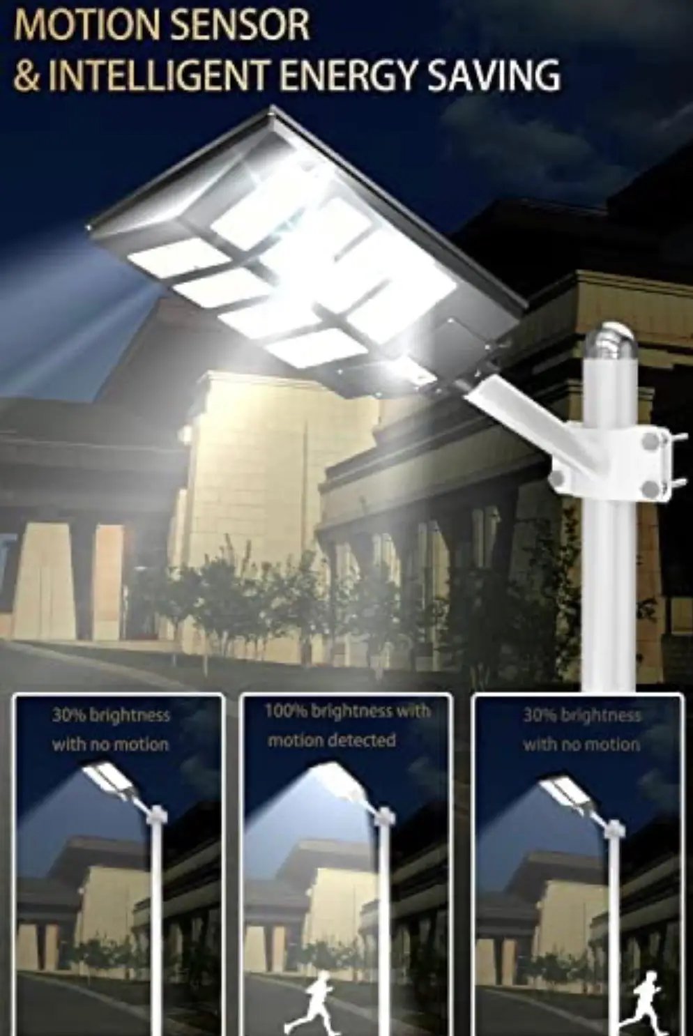 6800W Commercial Solar Street Lights Dusk to Dawn , Motion Sensor, 75000LM for Street with Remote Control by Outdoor Solar Outlet