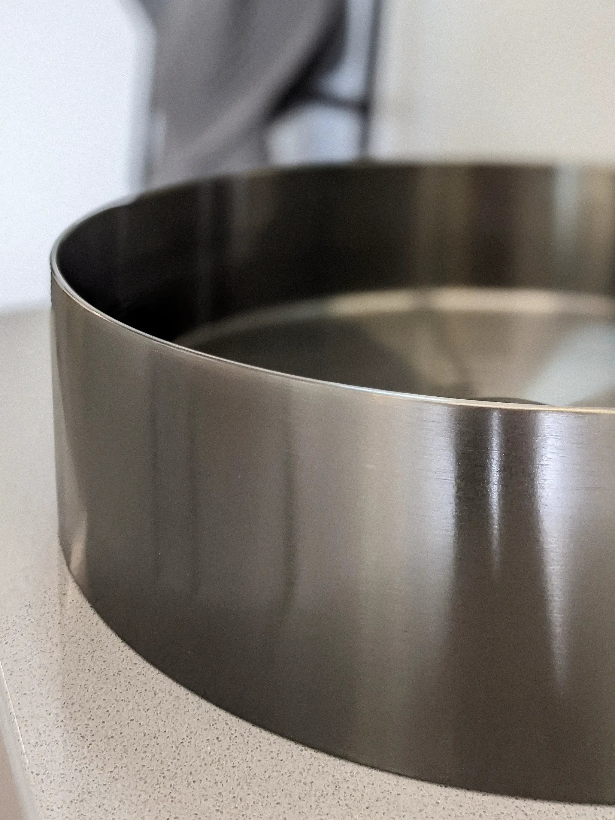 Zeek 14” Gunmetal Black Round Vessel Bathroom Sink Stainless Steel PVD Nano Tech Coating ZN-B144 by ZEEK