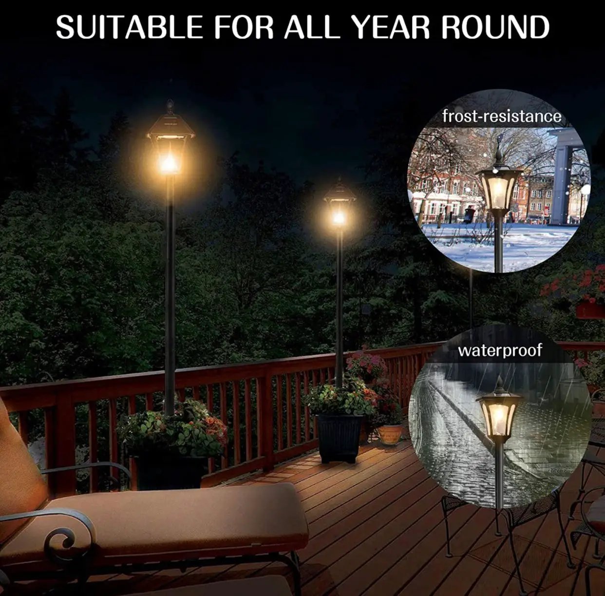 64 Inch Solar Lamp Post Lights Outdoor with Planter, 70 Lumen Solar Powered with 4 Adjustable Height- Black by Outdoor Solar Outlet