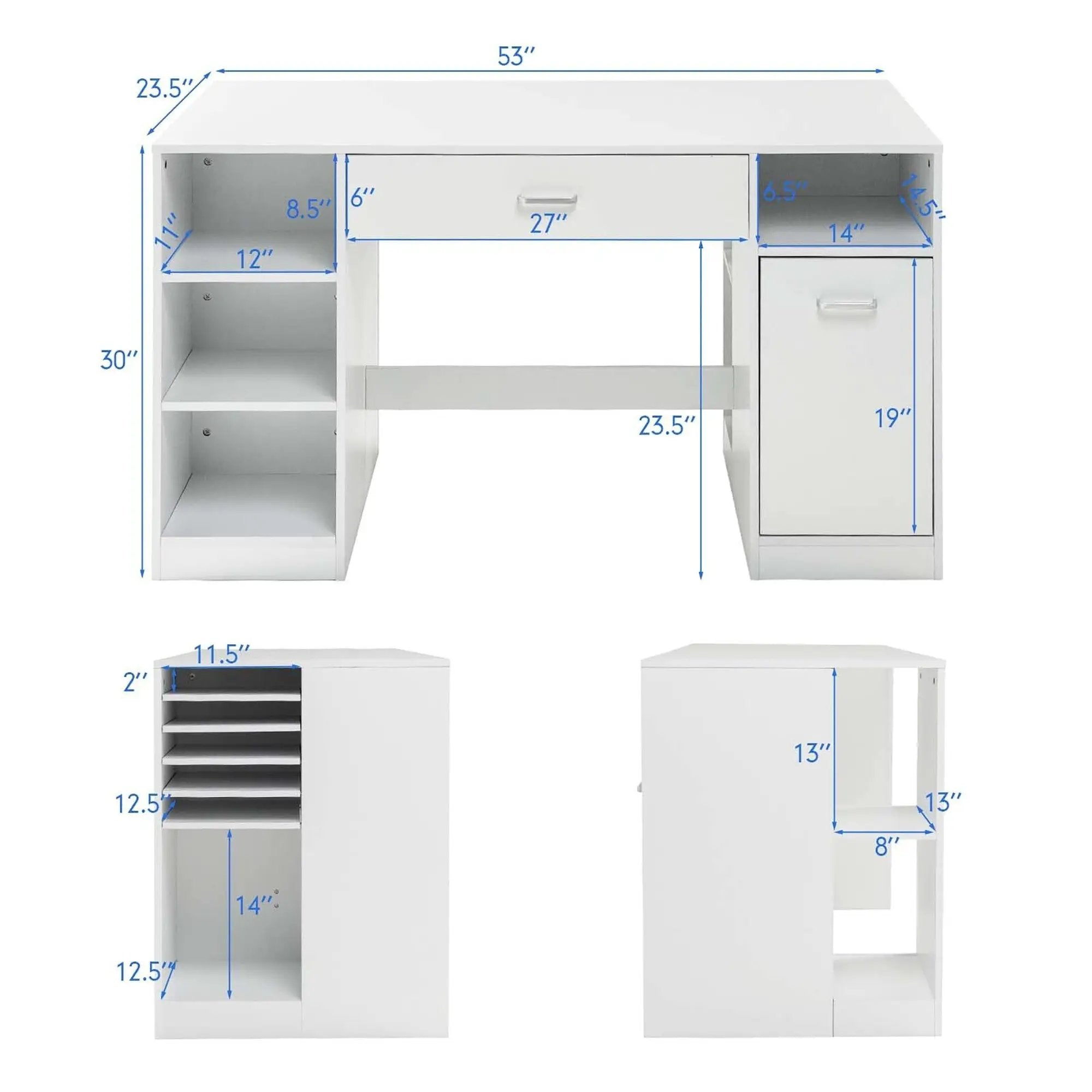 Sewing Craft Table Home Office Computer Desk with Storage Shelves and Drawer by DirectDeals