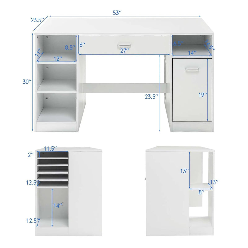 Sewing Craft Table Home Office Computer Desk with Storage Shelves and Drawer by DirectDeals