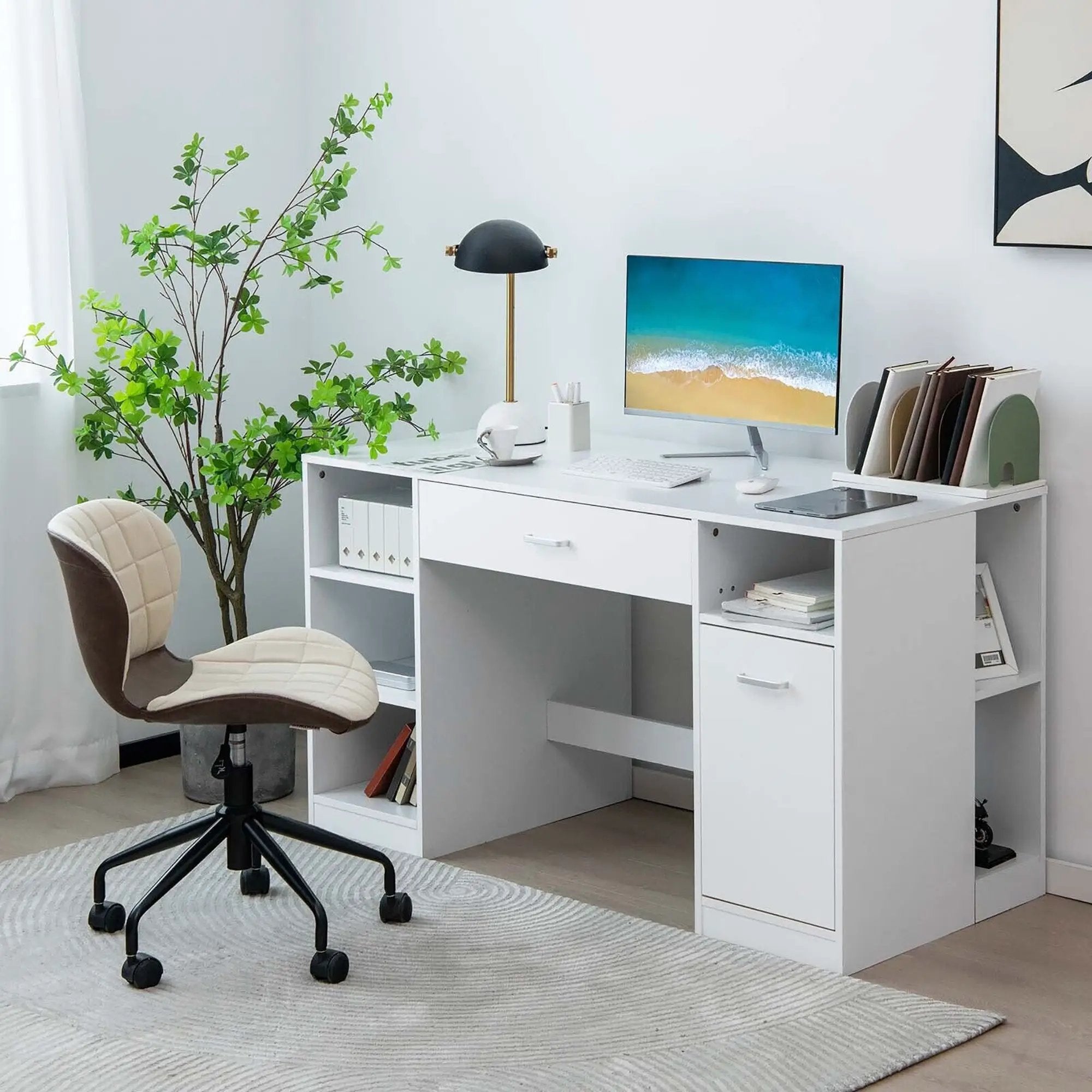 Sewing Craft Table Home Office Computer Desk with Storage Shelves and Drawer by DirectDeals