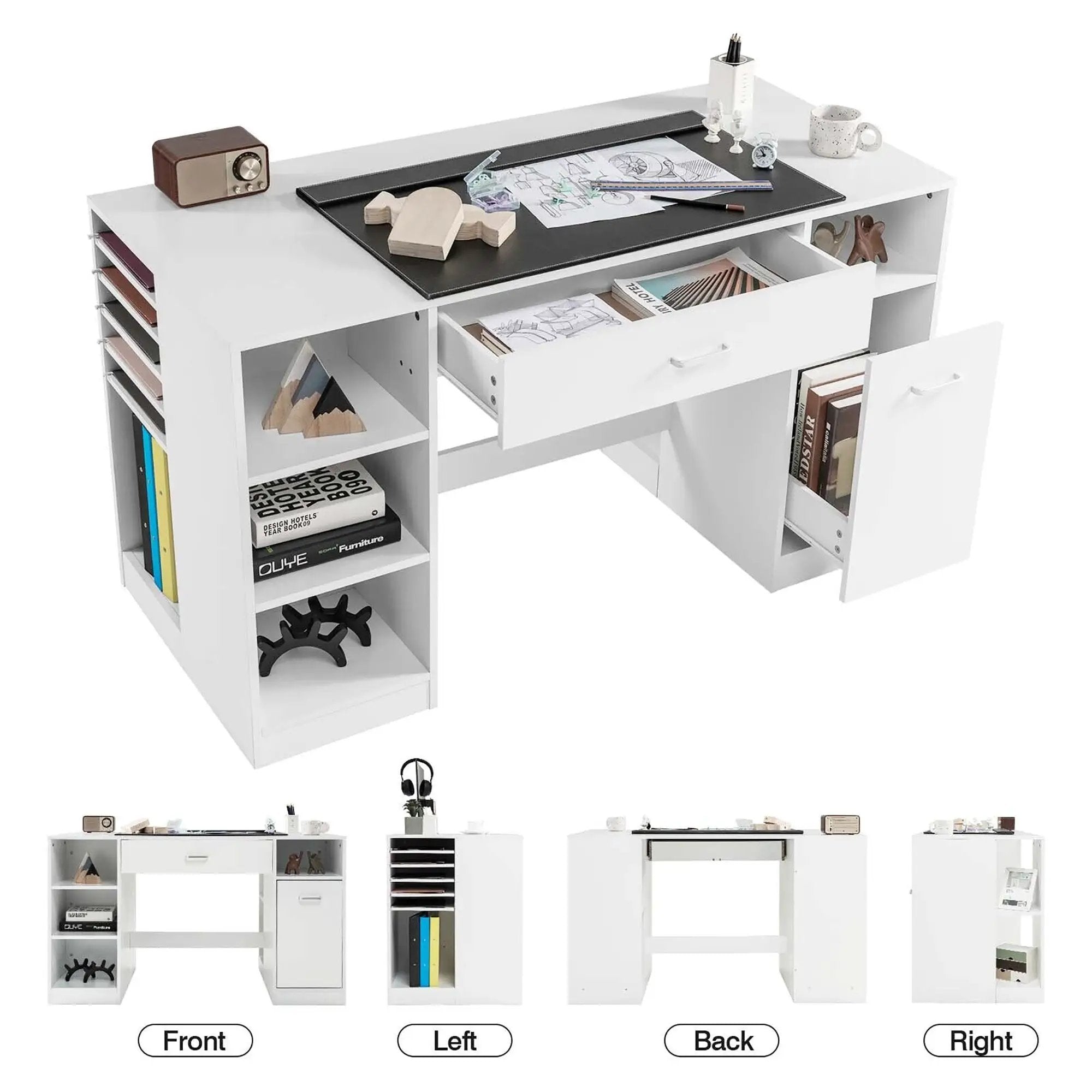 Sewing Craft Table Home Office Computer Desk with Storage Shelves and Drawer by DirectDeals