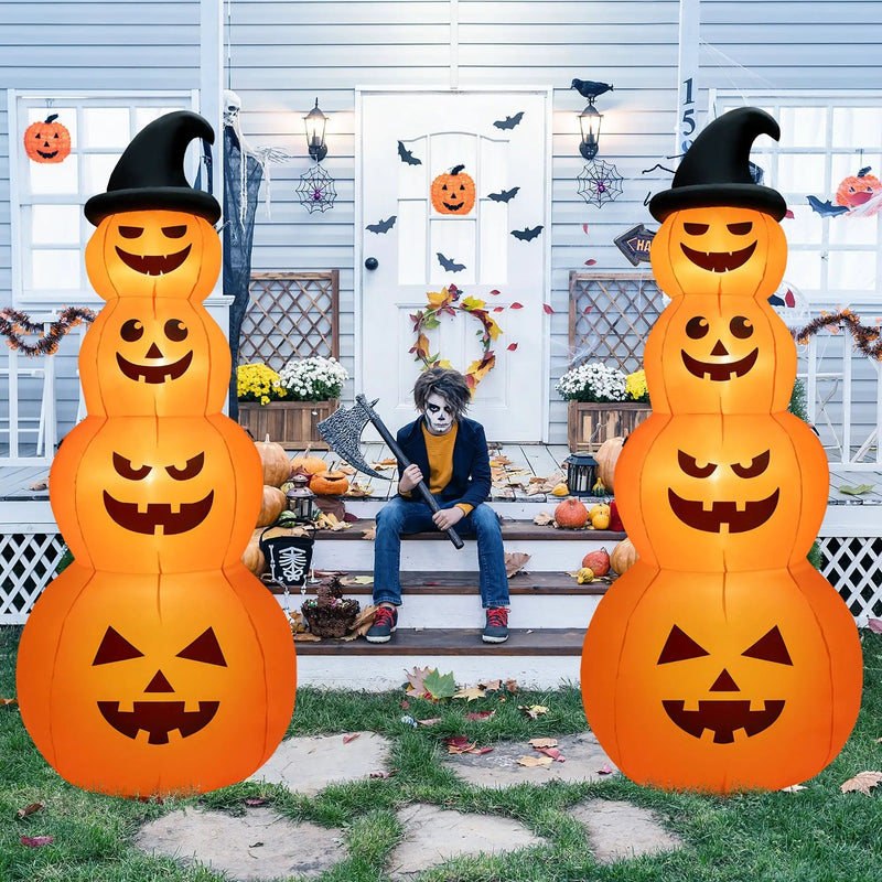 8 Feet Inflatable Halloween Pumpkins Stack with Built-in LED Lights by DirectDeals