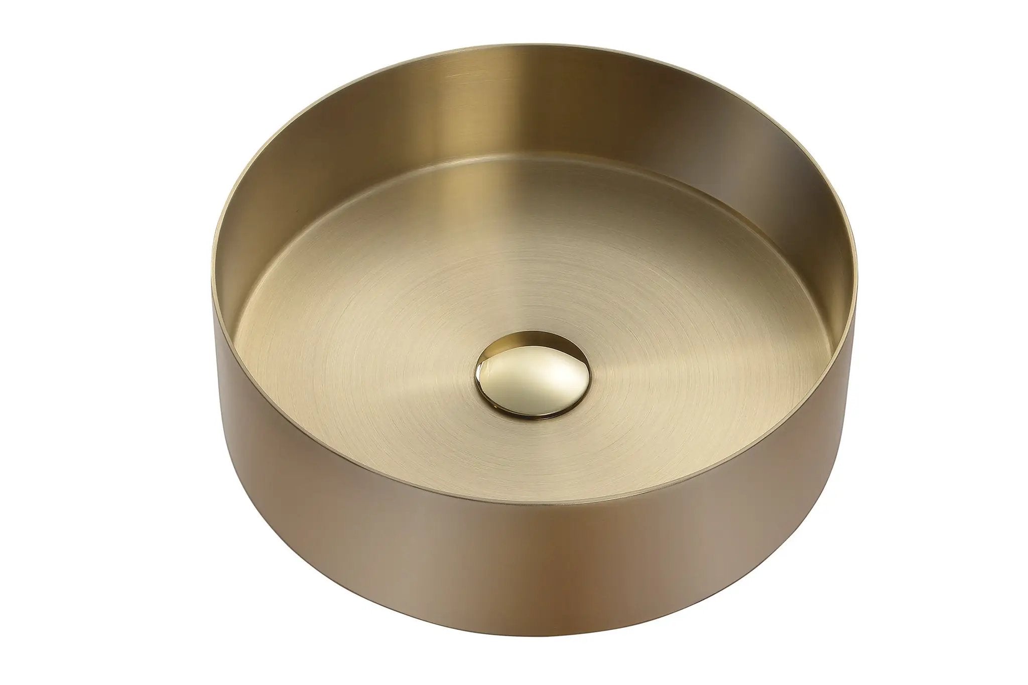 Zeek 14” Gold Round Vessel Bathroom Sink Stainless Steel PVD Nano Tech Coating ZN-G144 by ZEEK