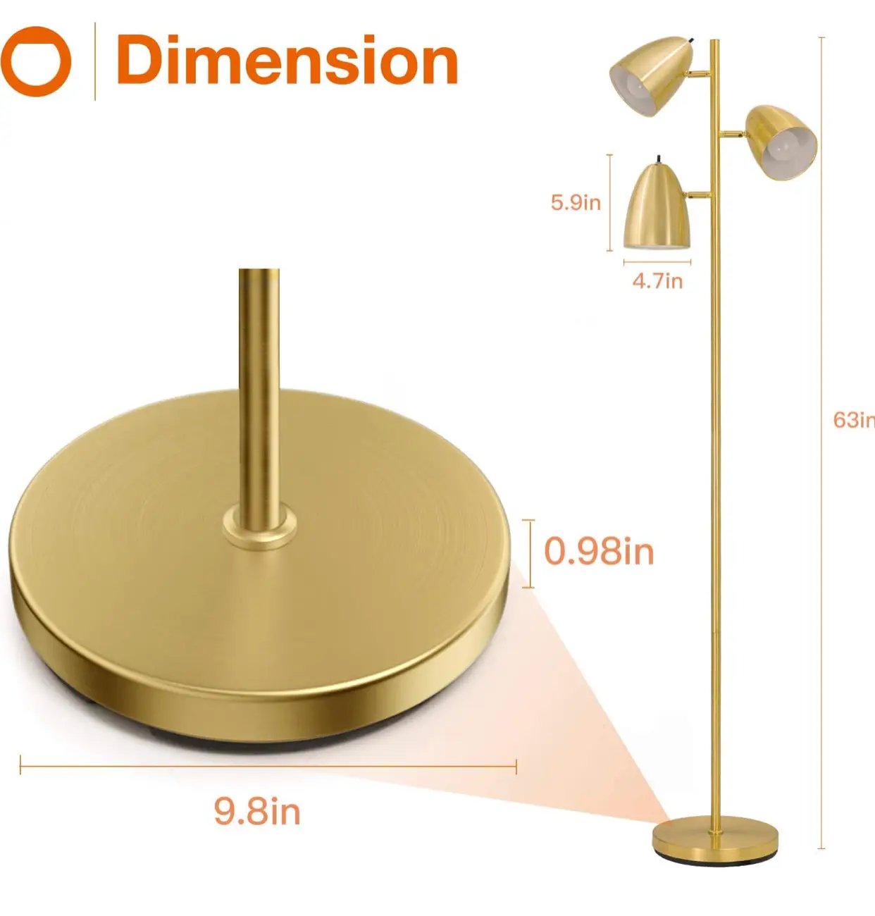 LED Reading and Floor Lamp - Standing Tall Pole Lamp with 3 LED Bulbs by Outdoor Solar Outlet