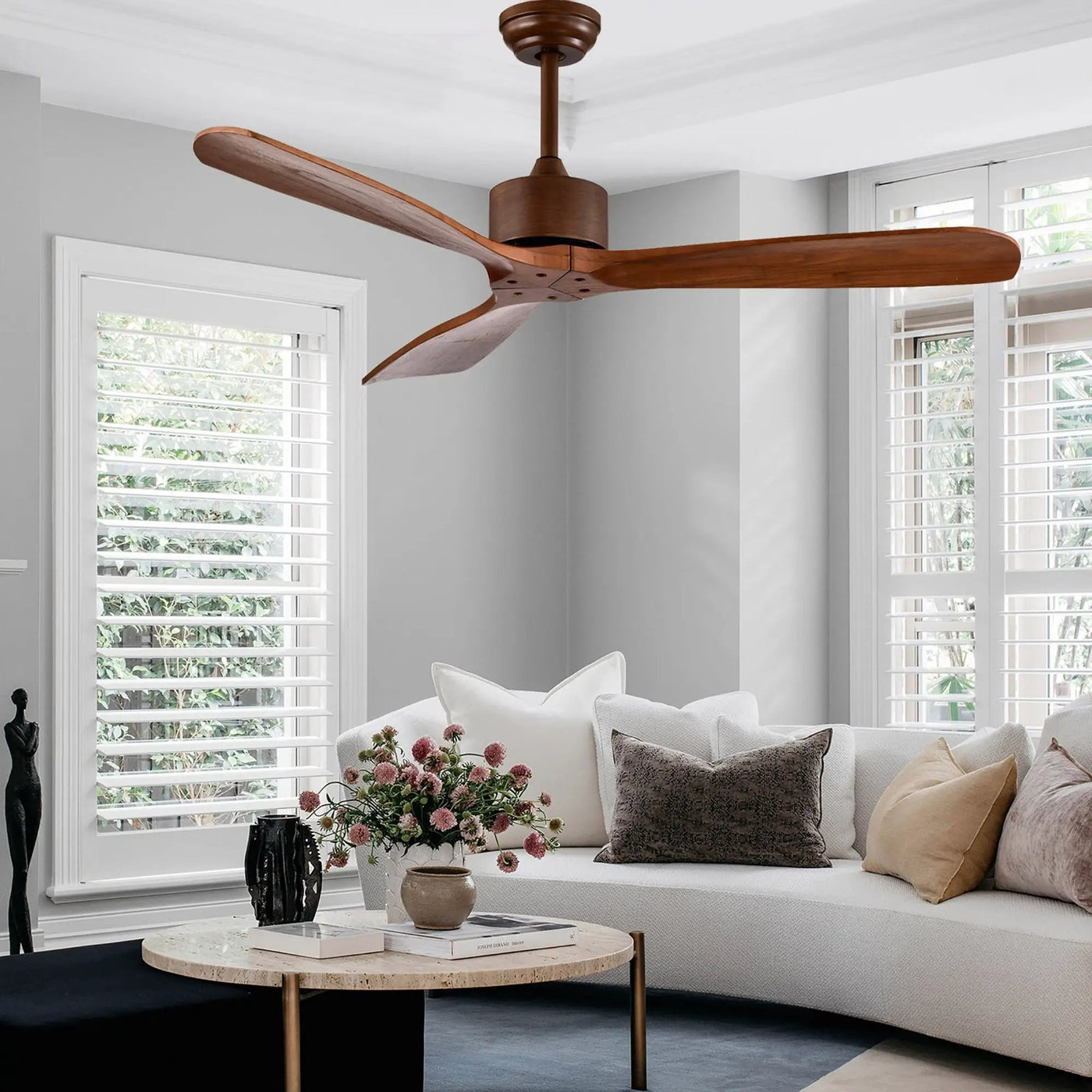 52 Inch Modern Ceiling Fan Indoor Outdoor Brushed Nickel Finish with Remote by DirectDeals