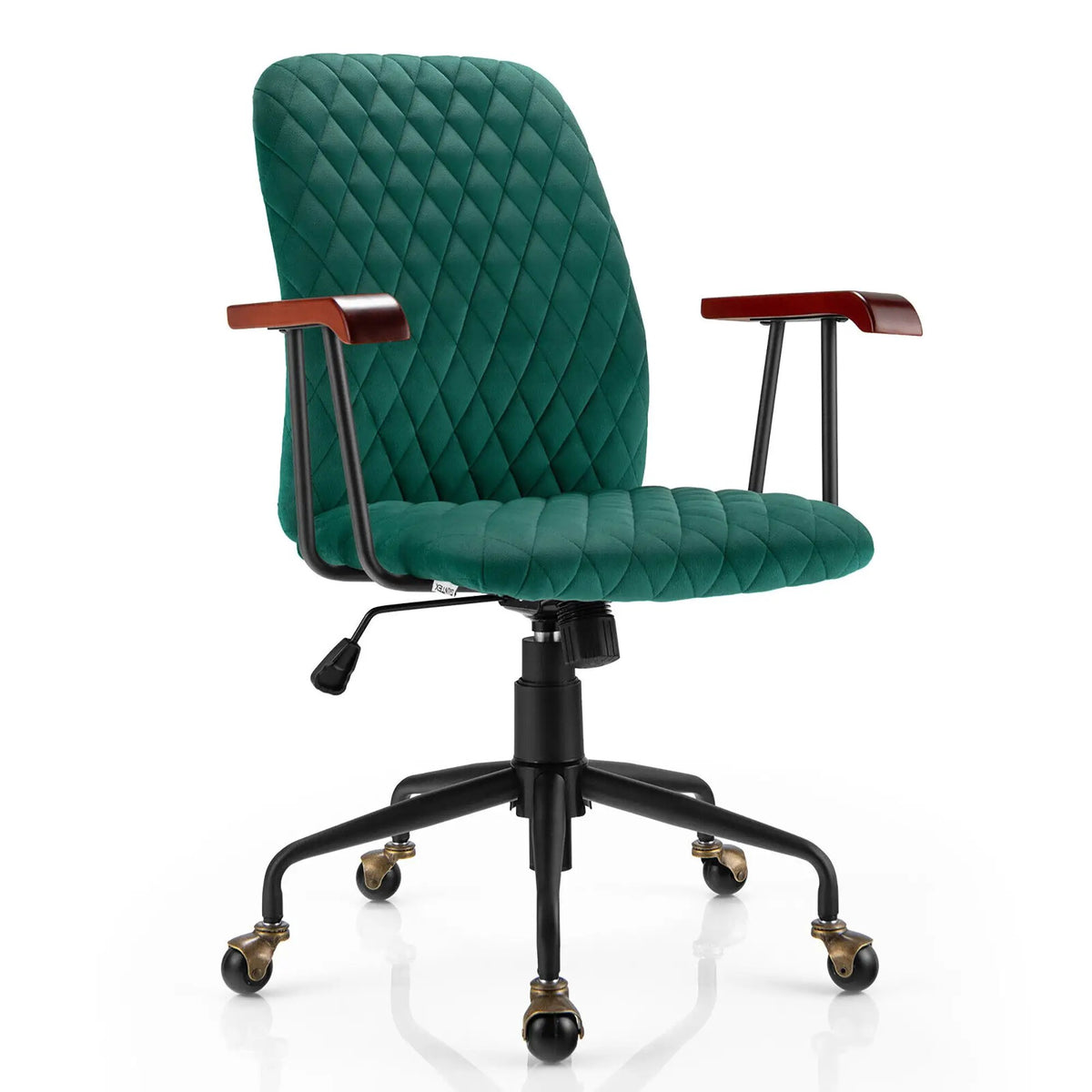 Velvet Home Office Chair with Wooden Armrest by DirectDeals