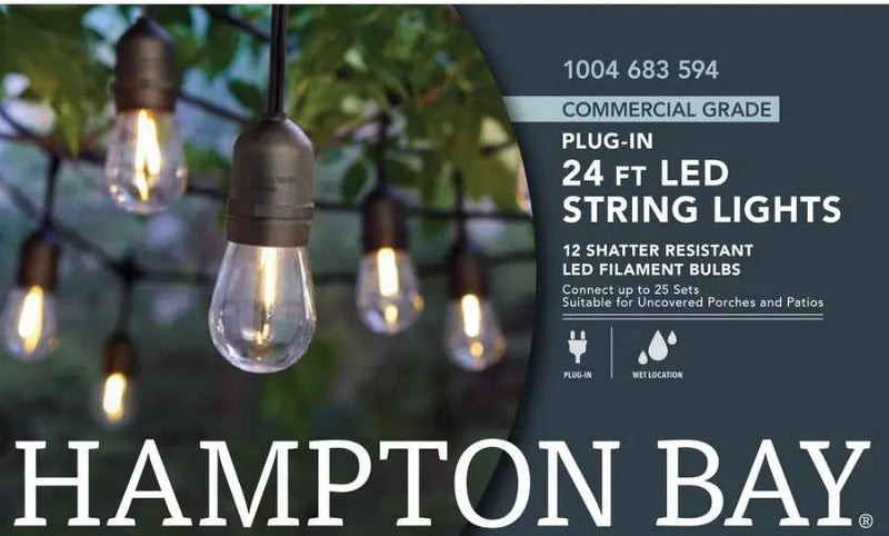 SmartYard 24 Ft. Waterproof LED String Light, 12 bulbs Plug-In by Outdoor Solar Outlet