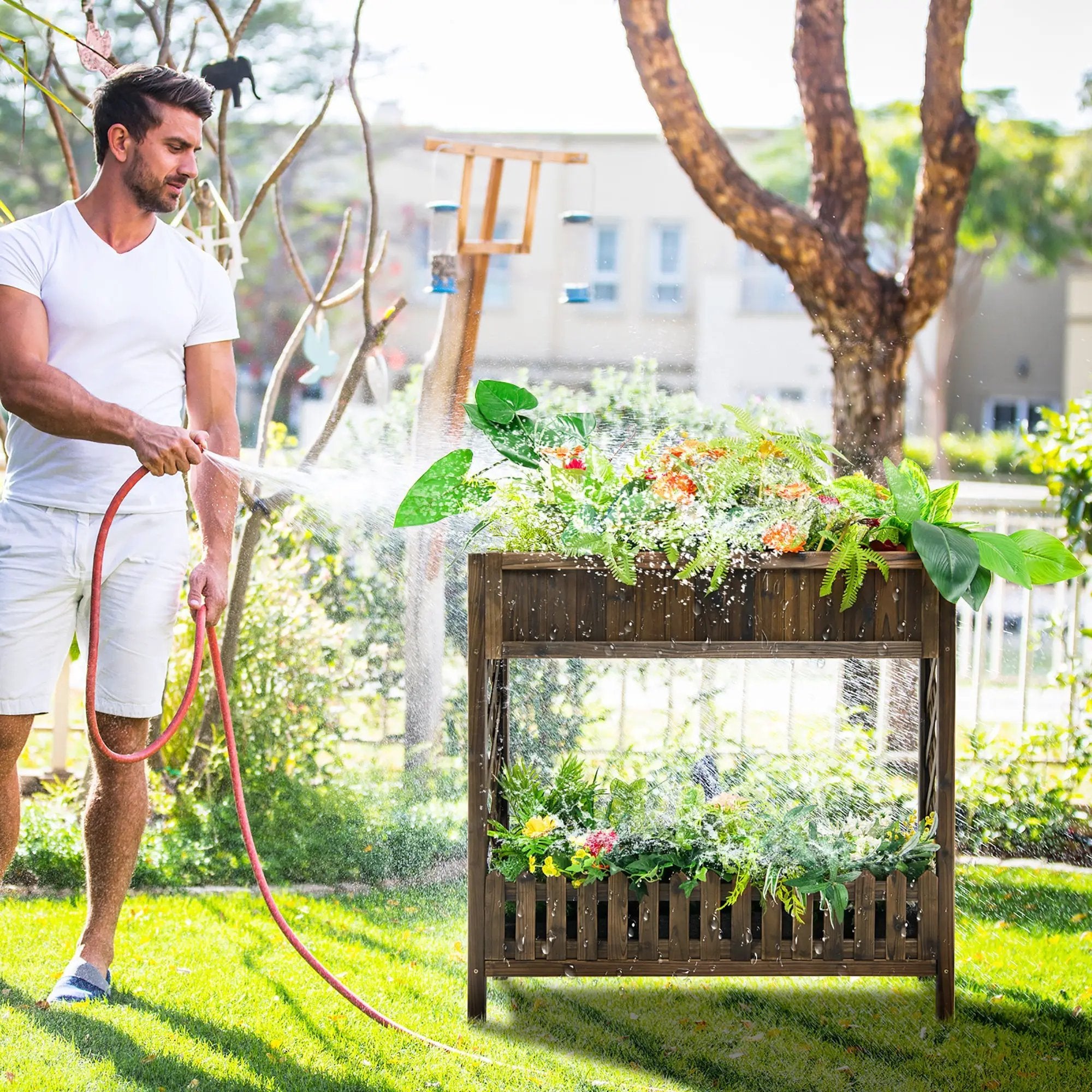 2-Tier Wood Raised Garden Bed for Vegetable and Fruit by DirectDeals