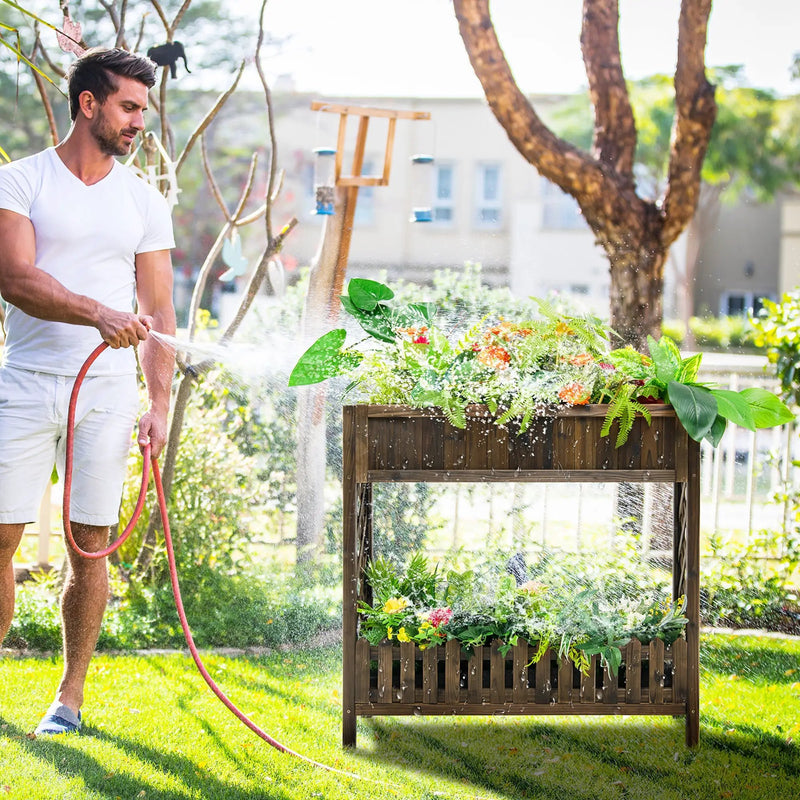 2-Tier Wood Raised Garden Bed for Vegetable and Fruit by DirectDeals