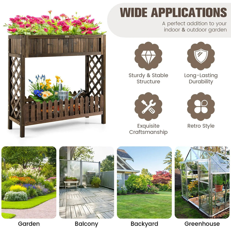 2-Tier Wood Raised Garden Bed for Vegetable and Fruit by DirectDeals