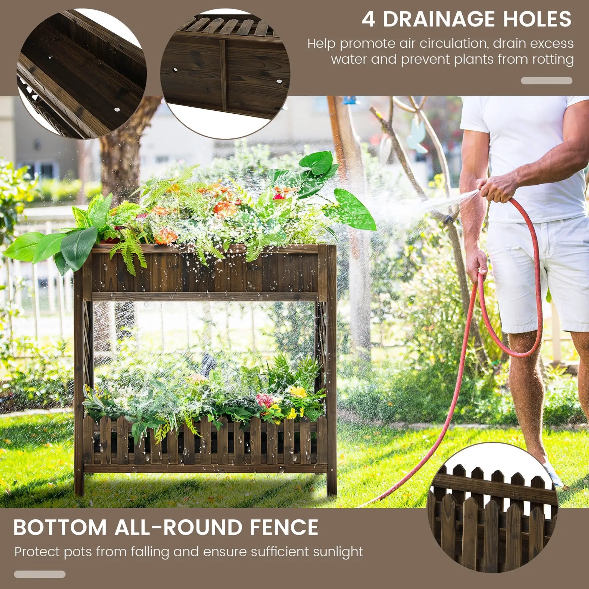 2-Tier Wood Raised Garden Bed for Vegetable and Fruit by DirectDeals