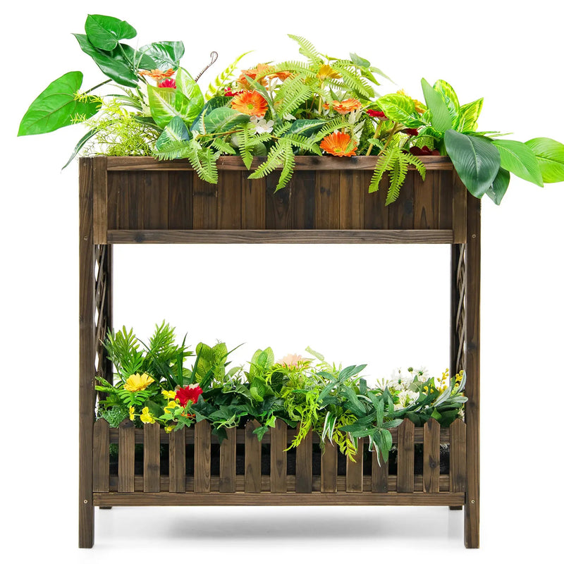 2-Tier Wood Raised Garden Bed for Vegetable and Fruit by DirectDeals