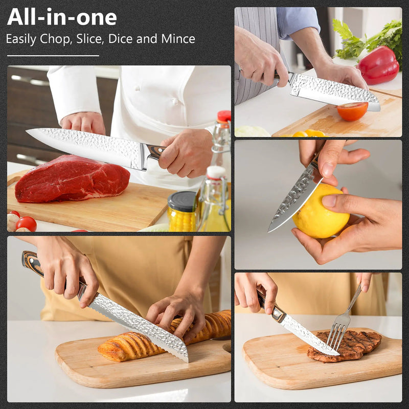 15 Pieces Stainless Steel Knife Block Set with Ergonomic Handle by DirectDeals