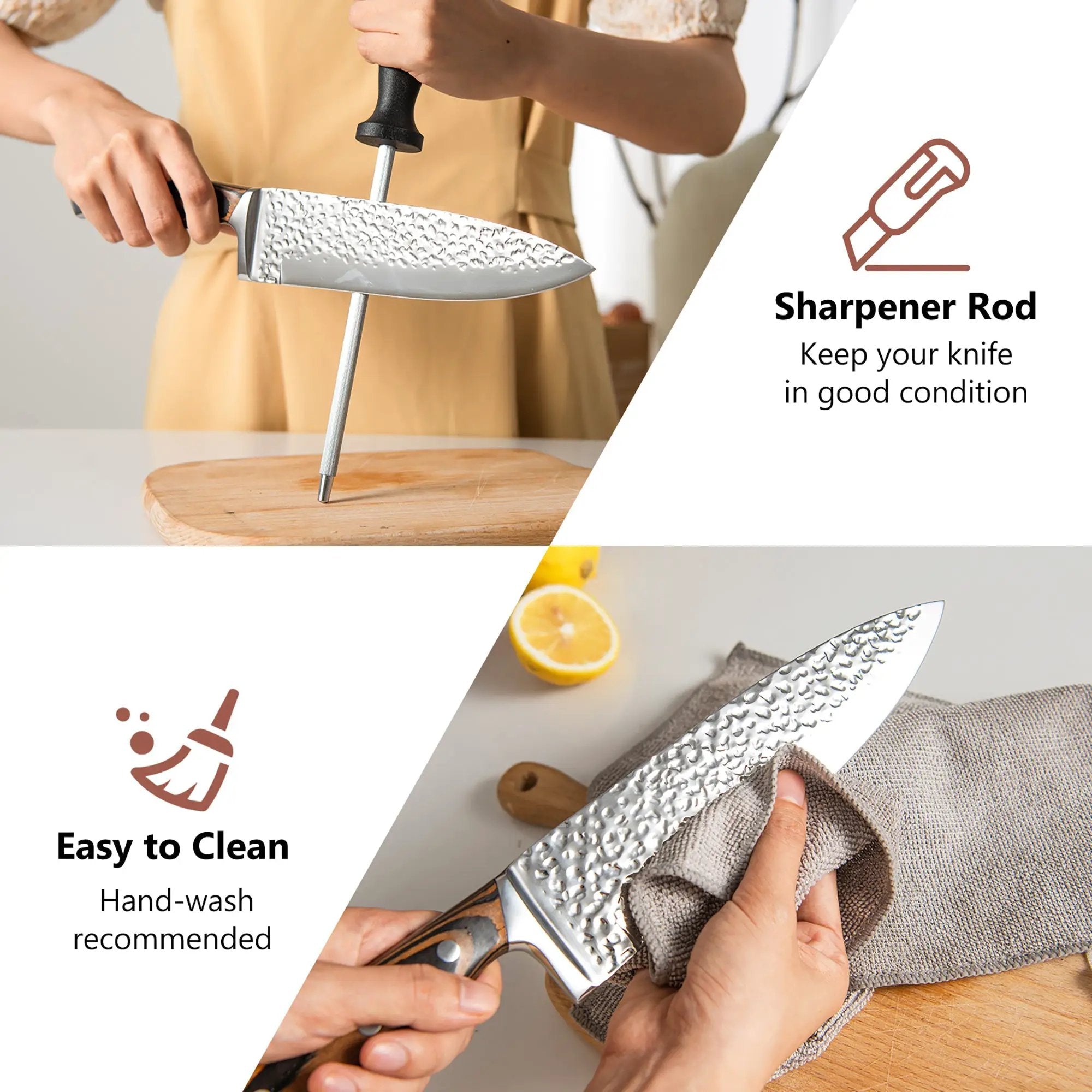 15 Pieces Stainless Steel Knife Block Set with Ergonomic Handle by DirectDeals