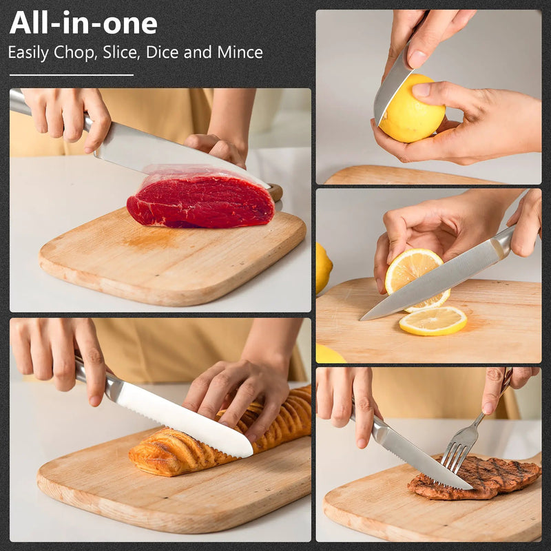 16-Piece Stainless Steel Kitchen Knife Set with Sharpener by DirectDeals