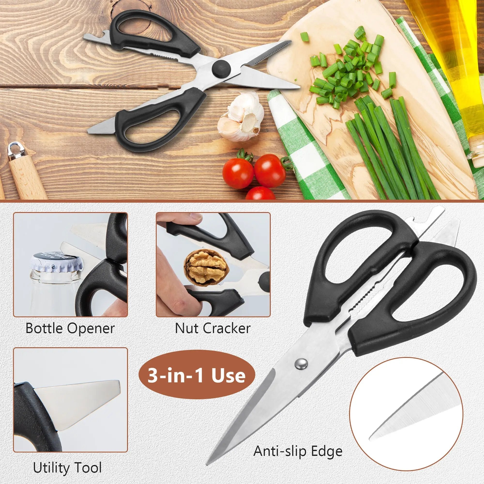 14-Piece Kitchen Knife Set Stainless Steel Knife Block Set with Sharpener by DirectDeals