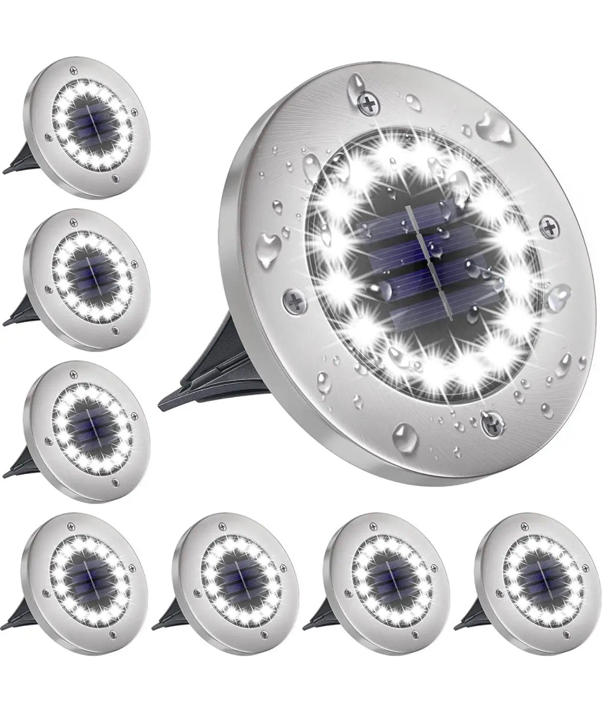 Solar Garden Disk Lights 16LED Solar Ground Lights Underground Lights,4 Pack-20 Lumen by Outdoor Solar Outlet