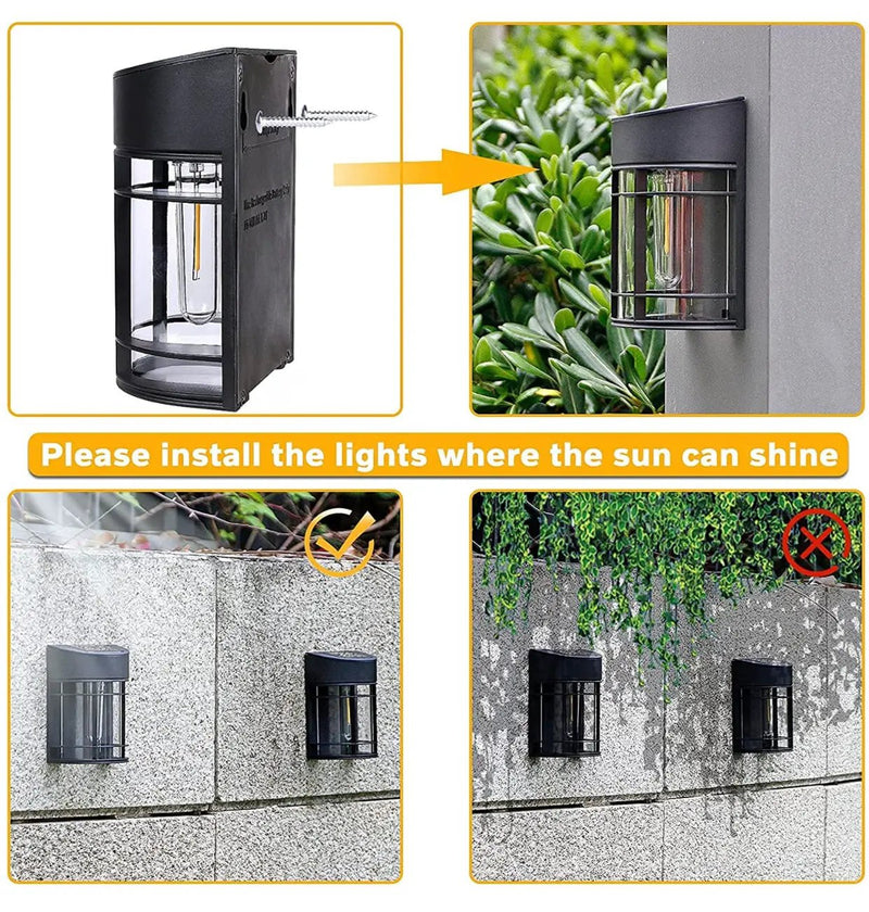 SmartYard Solar Fence Lights Outdoor, Deck Lights LED Tungsten Filament Bulb Vintage Style 8-Pack by Outdoor Solar Outlet